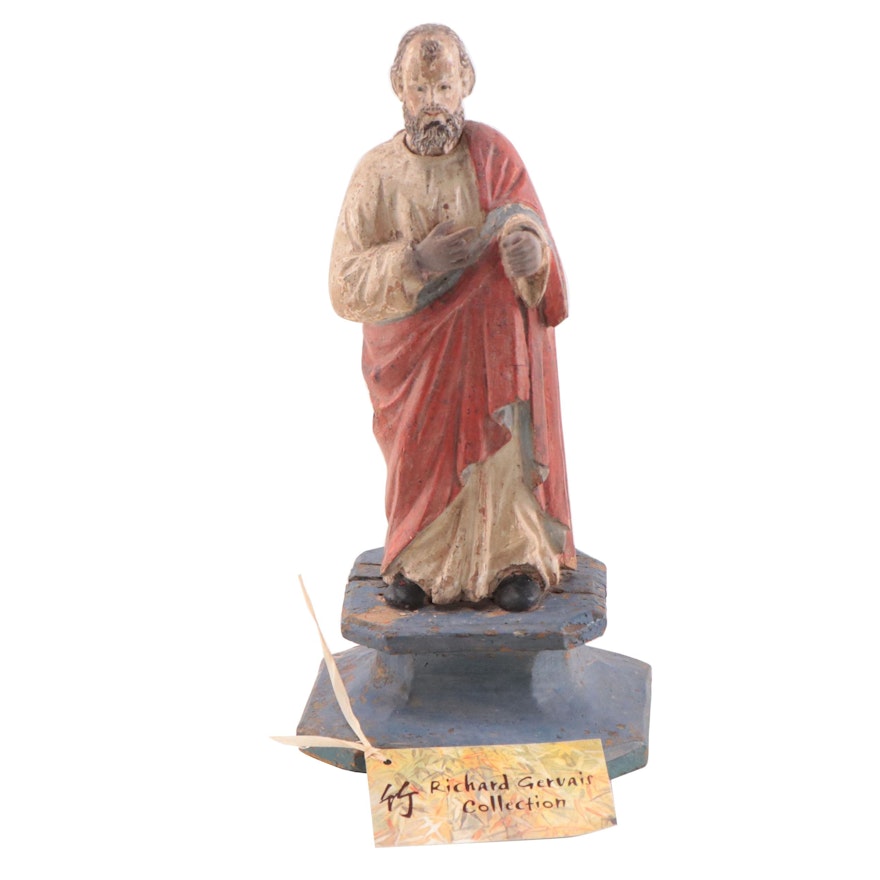 French-Vietnamese Polychromed Wooden Figure of Saint Joseph, Early 20th Century