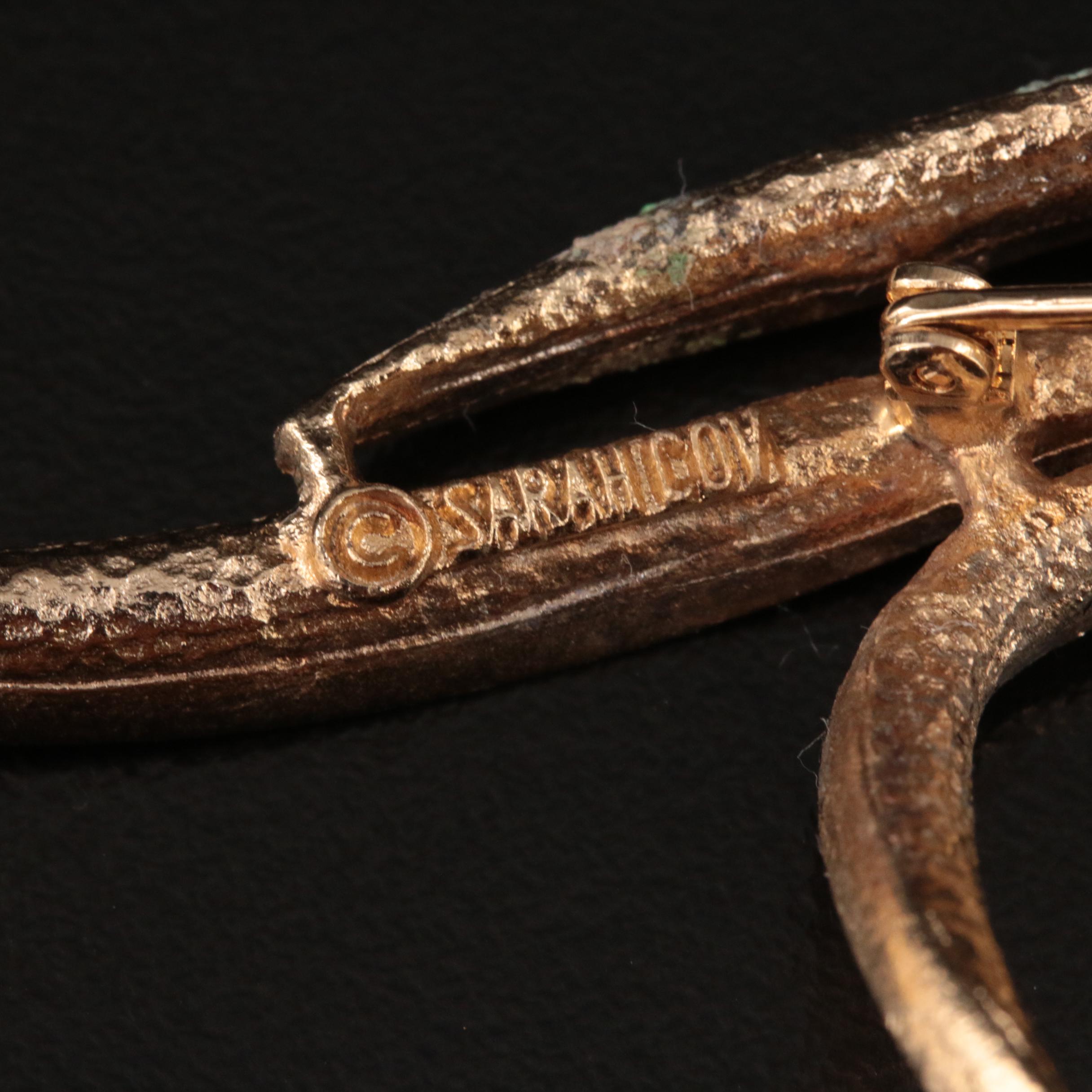 Sarah Coventry Cala Lily Brooch with Rhinestone Accents