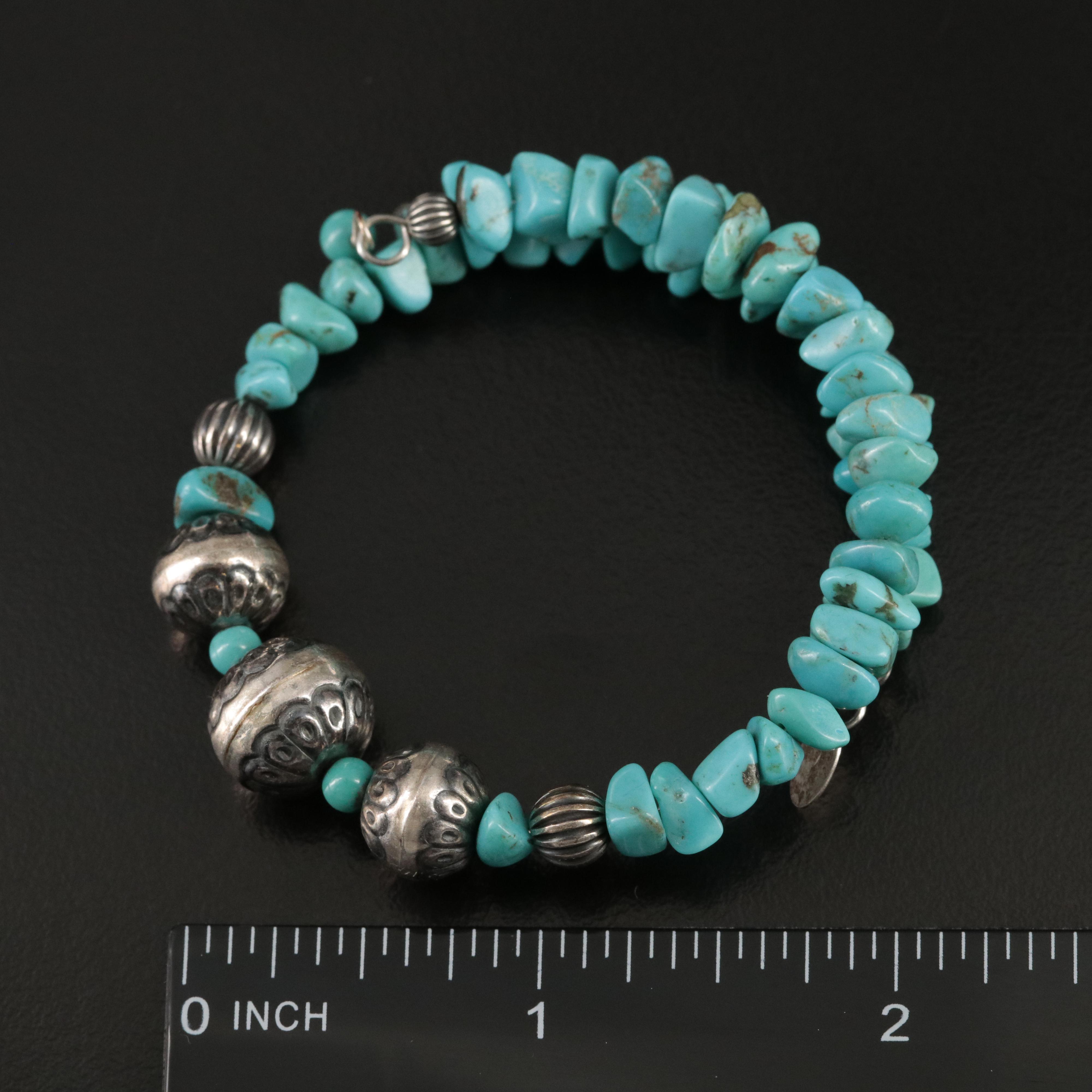 Carolyn Pollack for Relios Sterling Turquoise Expandable Coil Bracelet