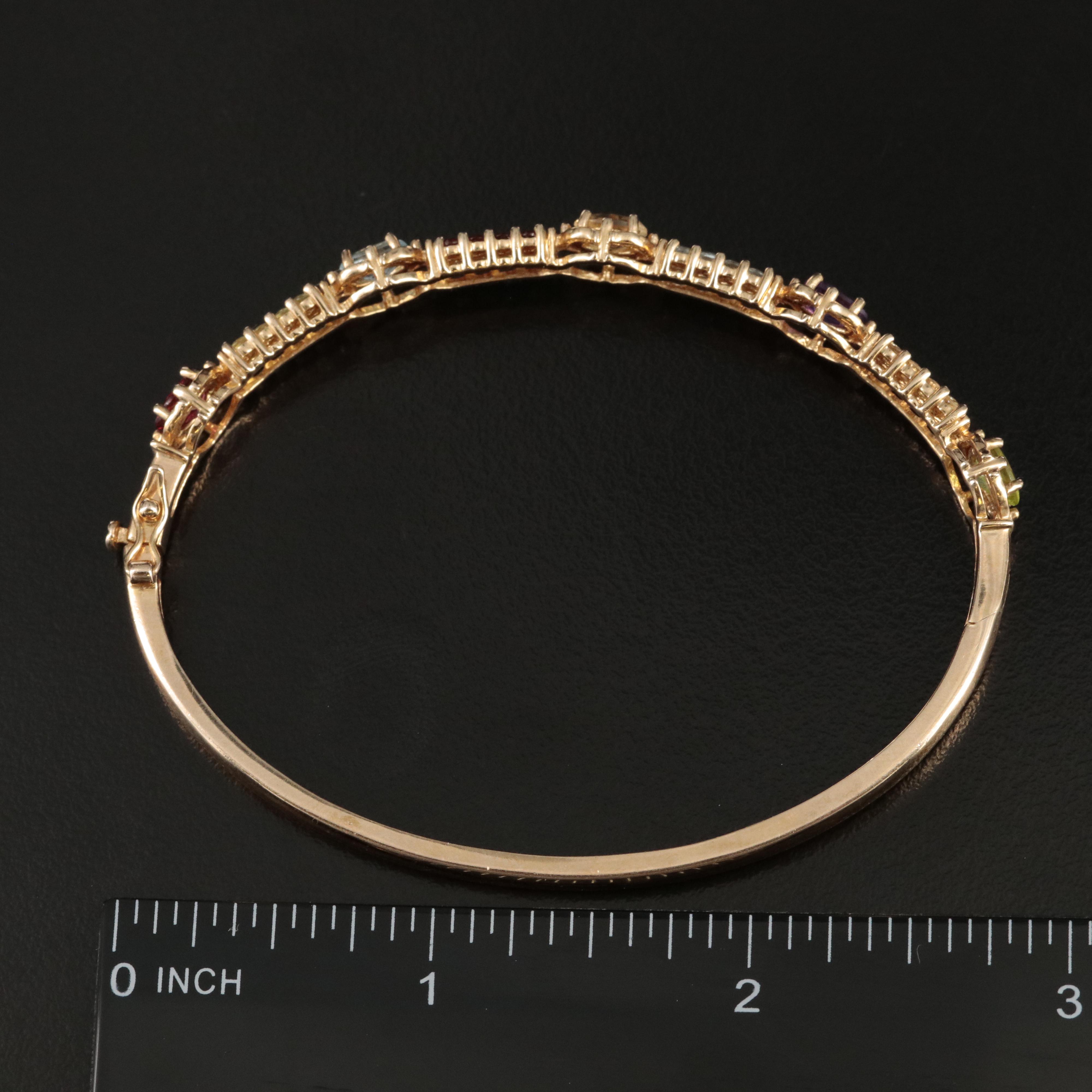 Sterling Hinged Bangle Including Amethyst, Topaz and Citrine