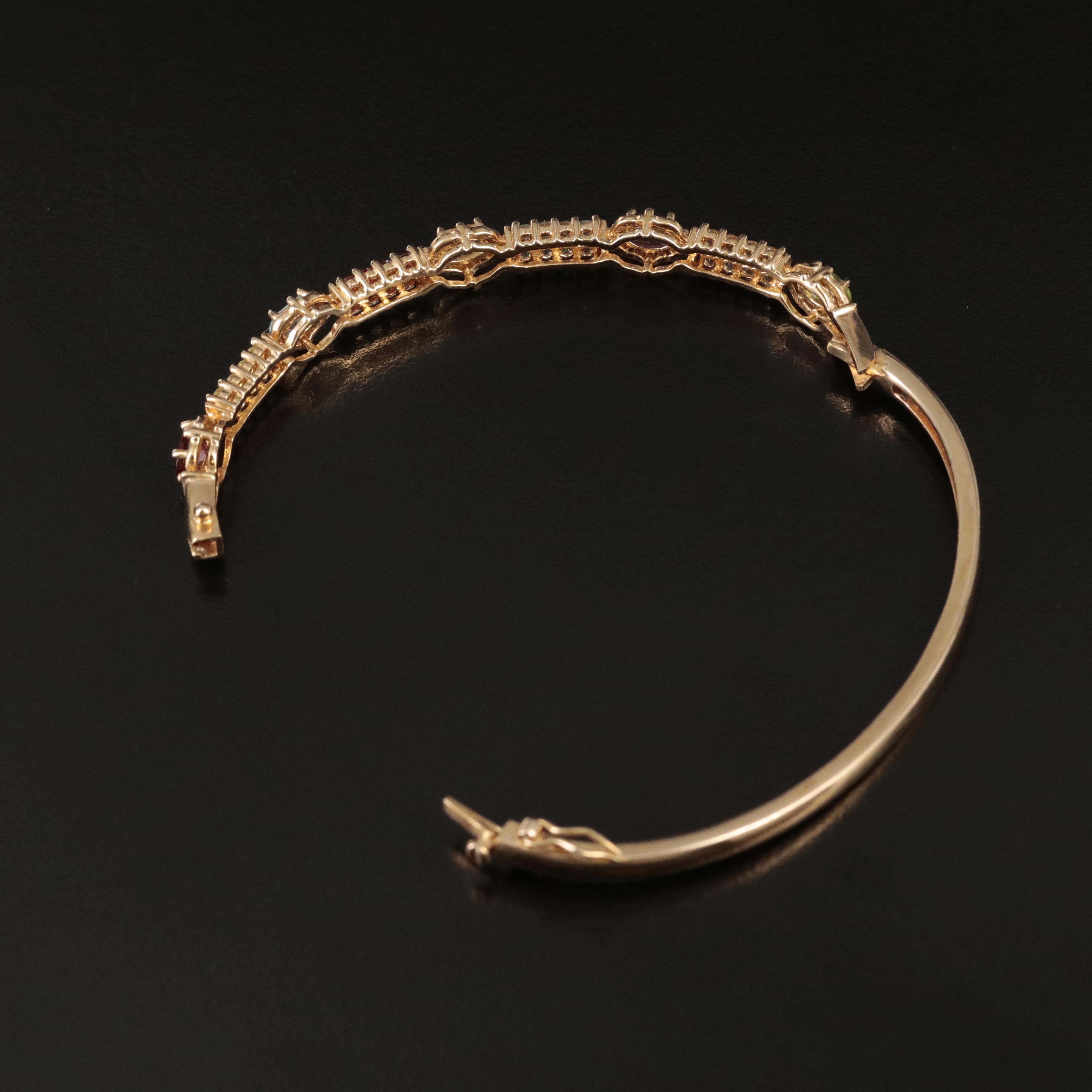 Sterling Hinged Bangle Including Amethyst, Topaz and Citrine