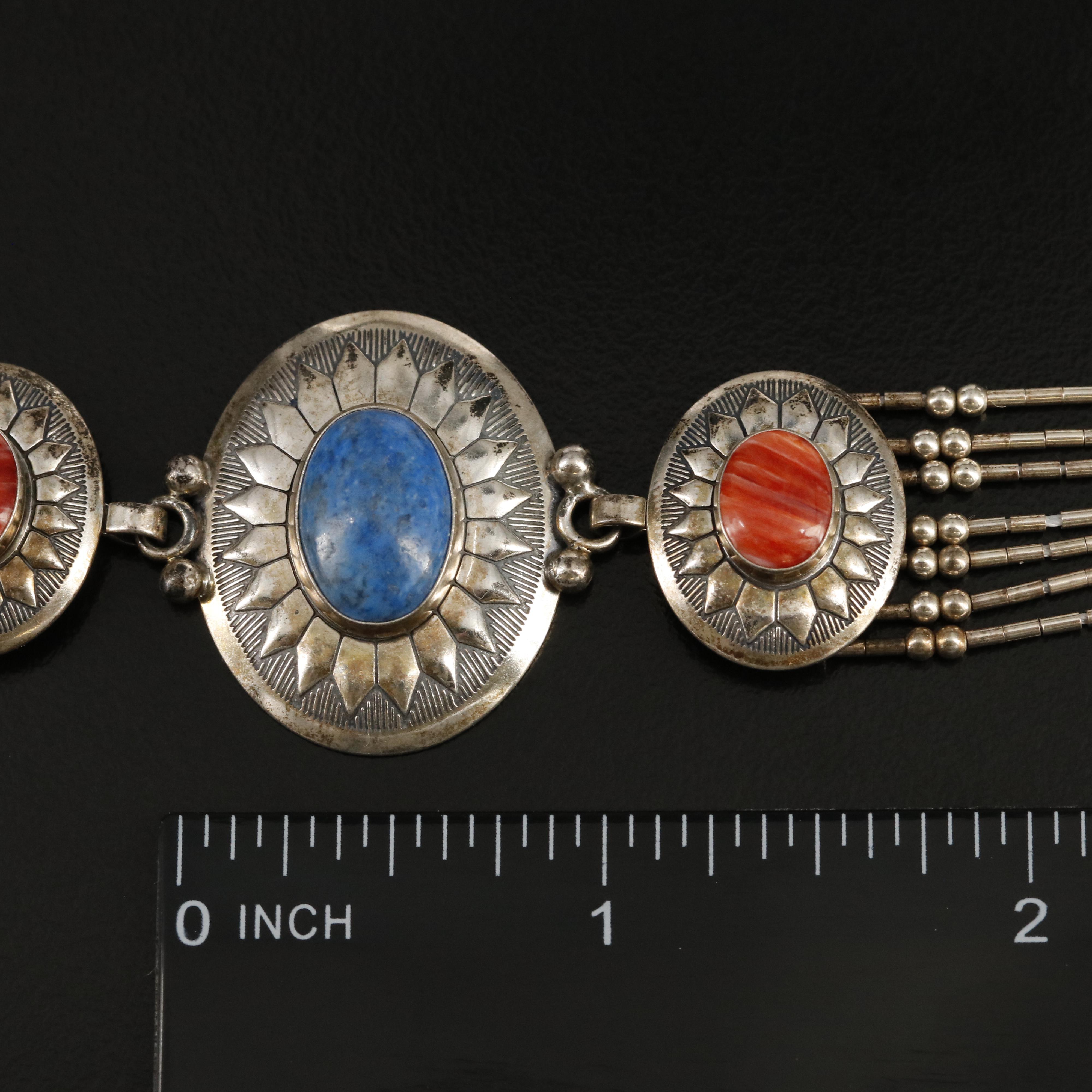 Southwestern Quoc Sterling Turquoise and Spiny Oyster Necklace