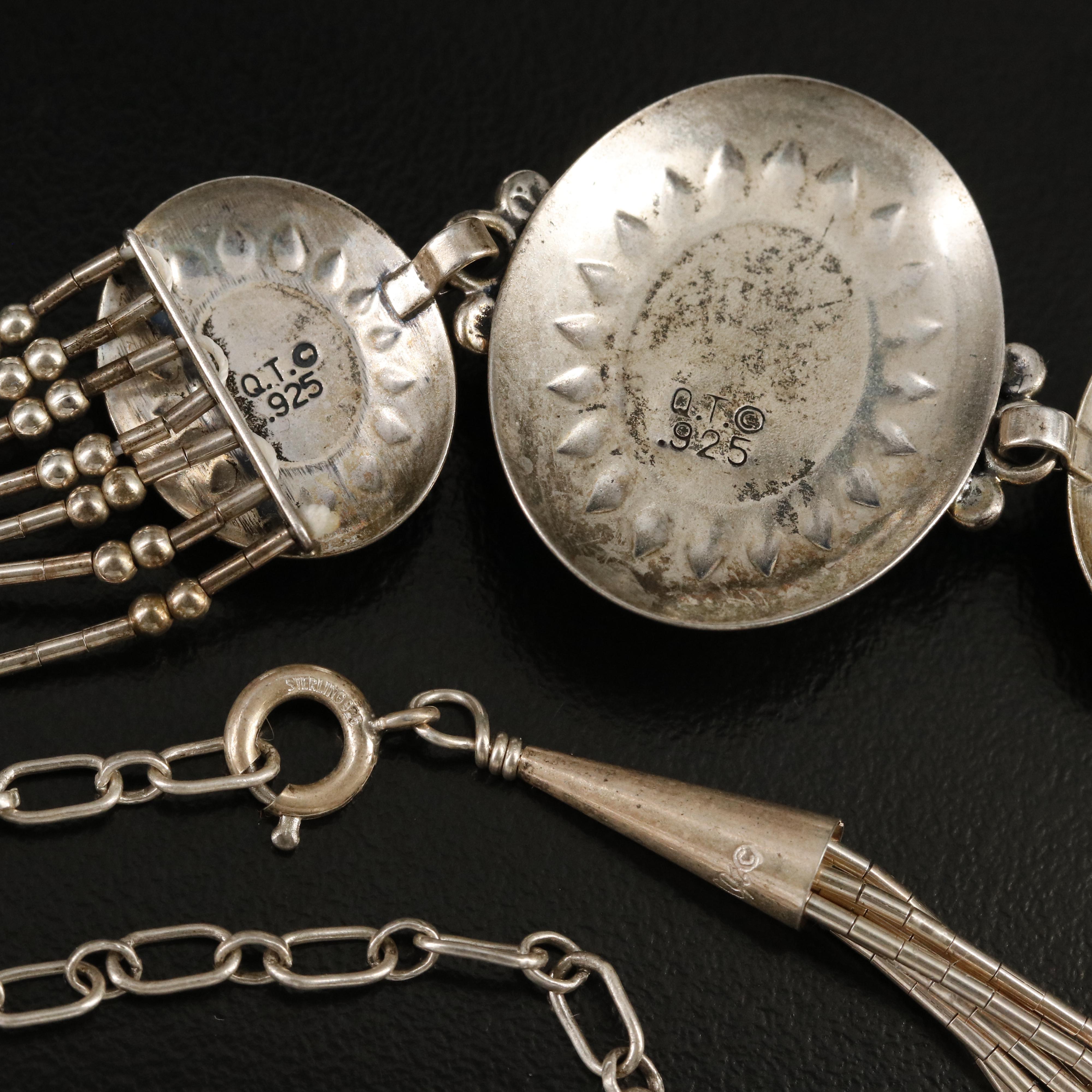 Southwestern Quoc Sterling Turquoise and Spiny Oyster Necklace