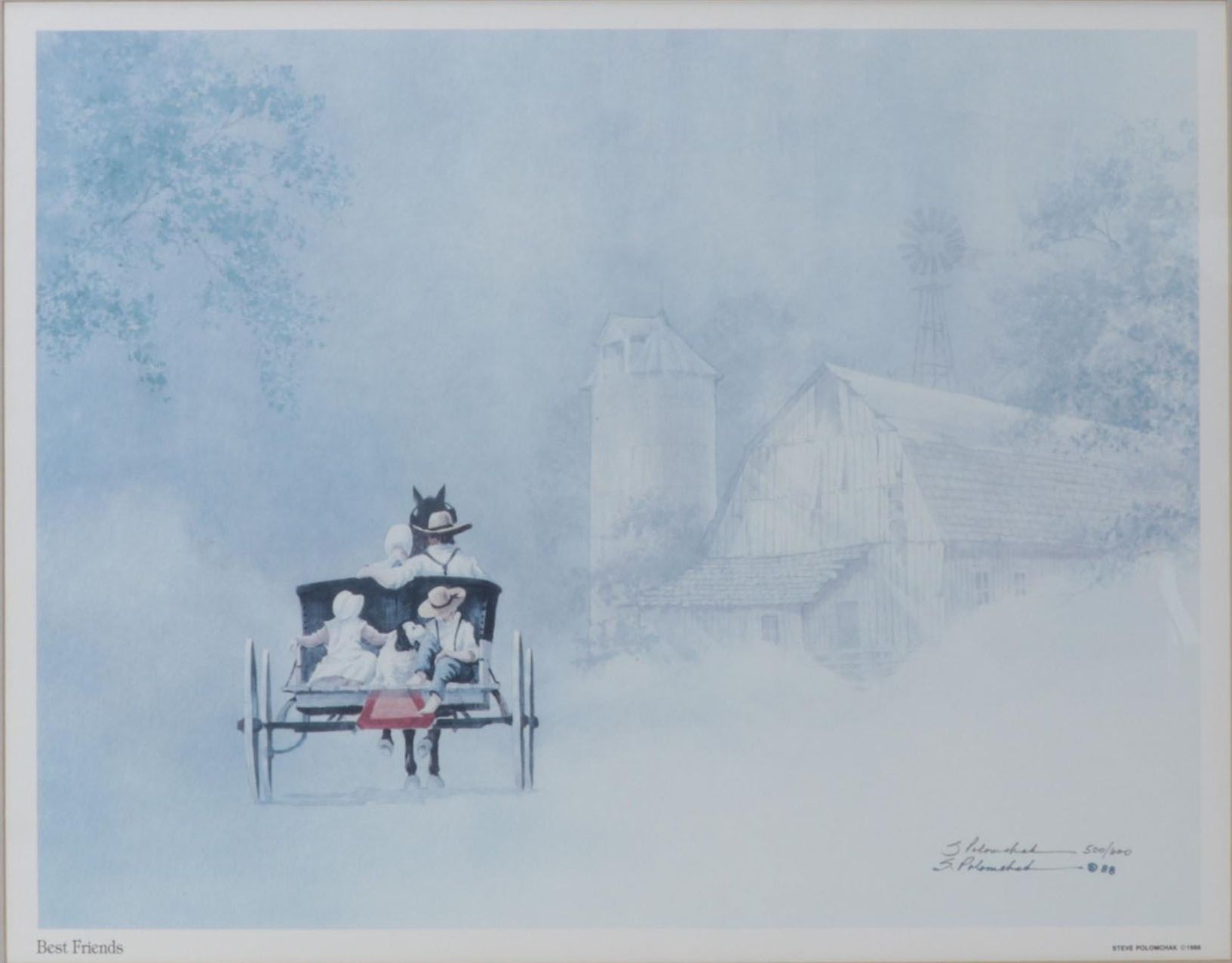 Steve Polomchak Offset Lithograph "Best Friends," Circa 1988