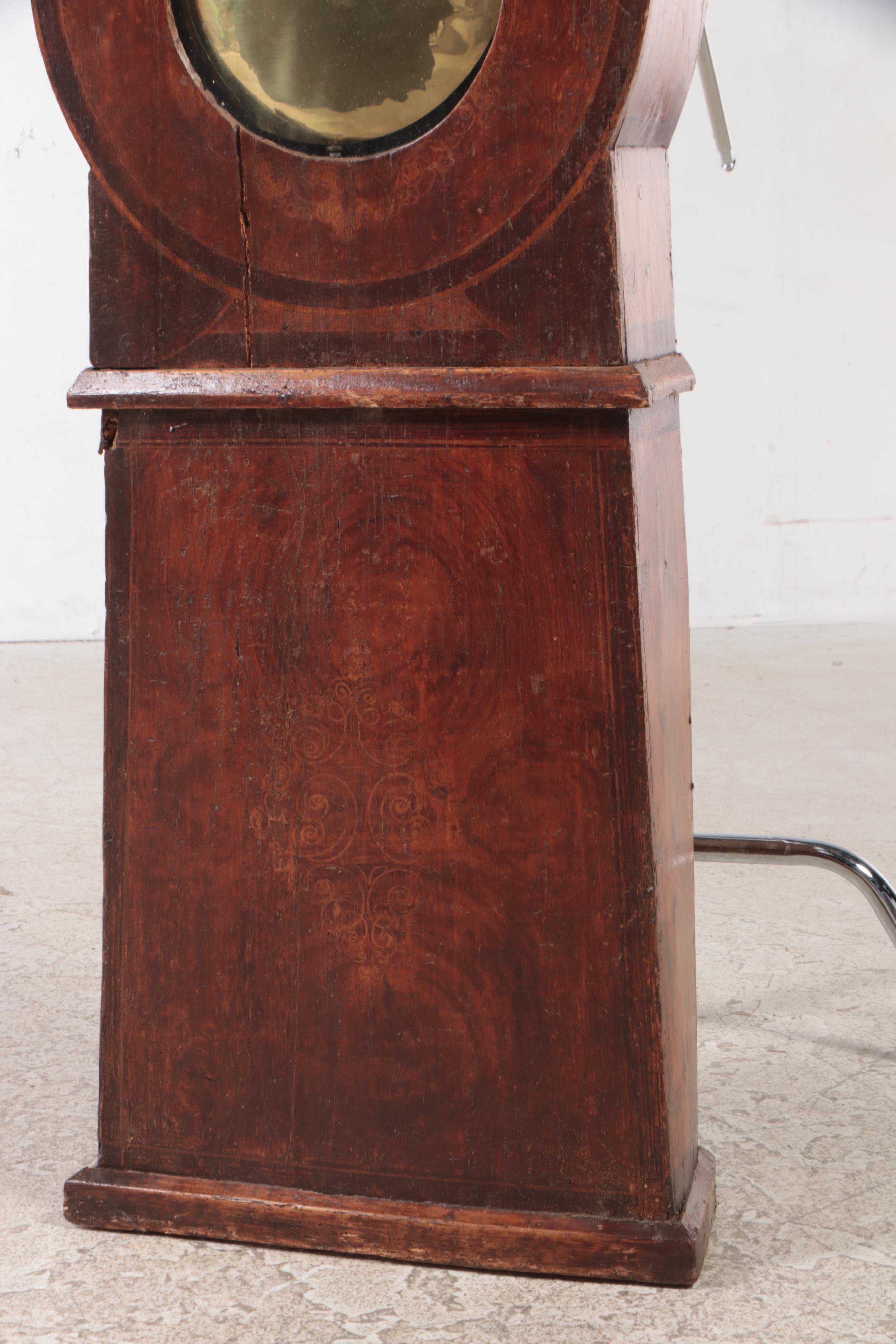 French Grained and Brass Repoussé Comtoise Morbier Clock, Mid-19th Century