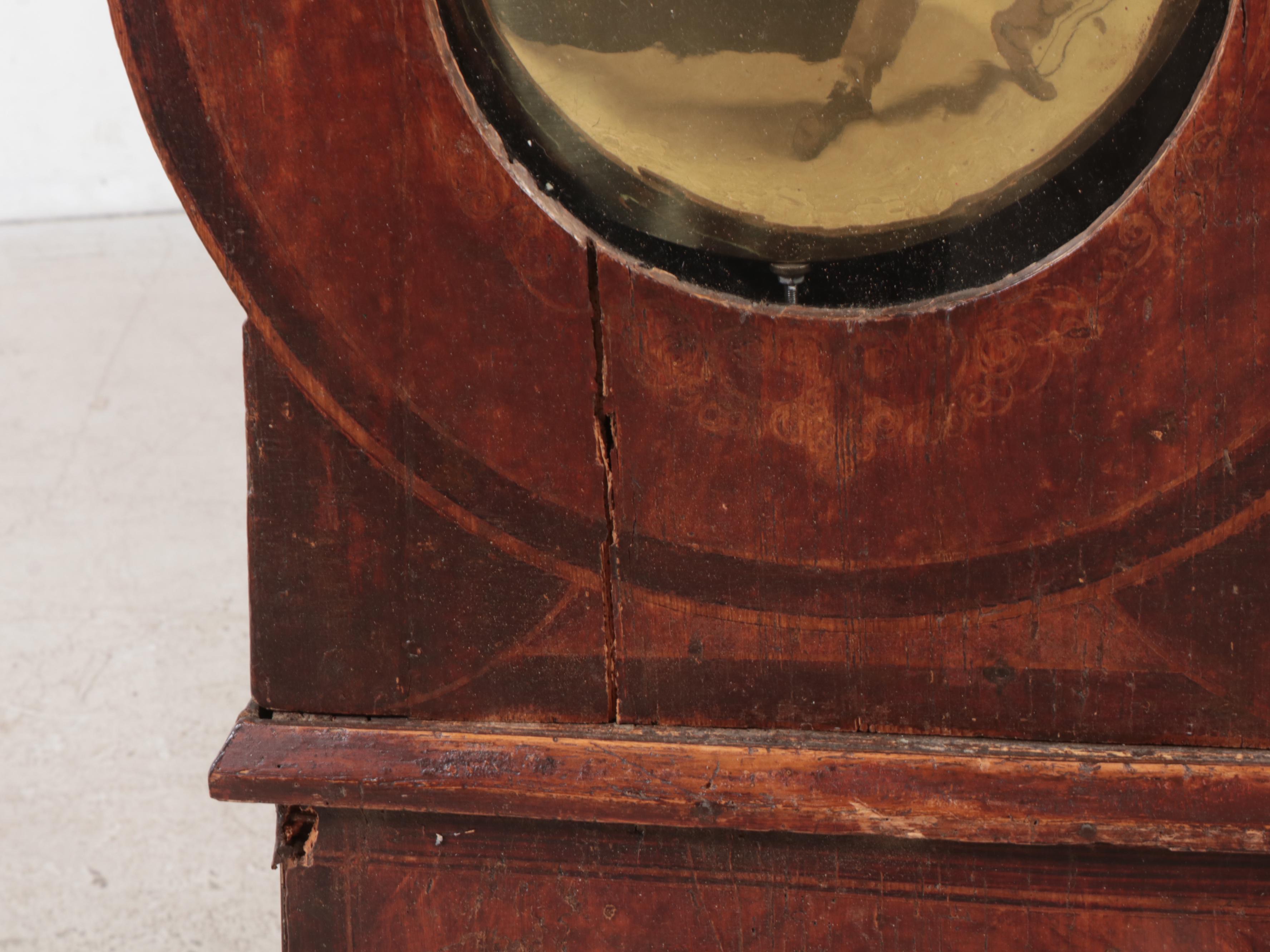 French Grained and Brass Repoussé Comtoise Morbier Clock, Mid-19th Century