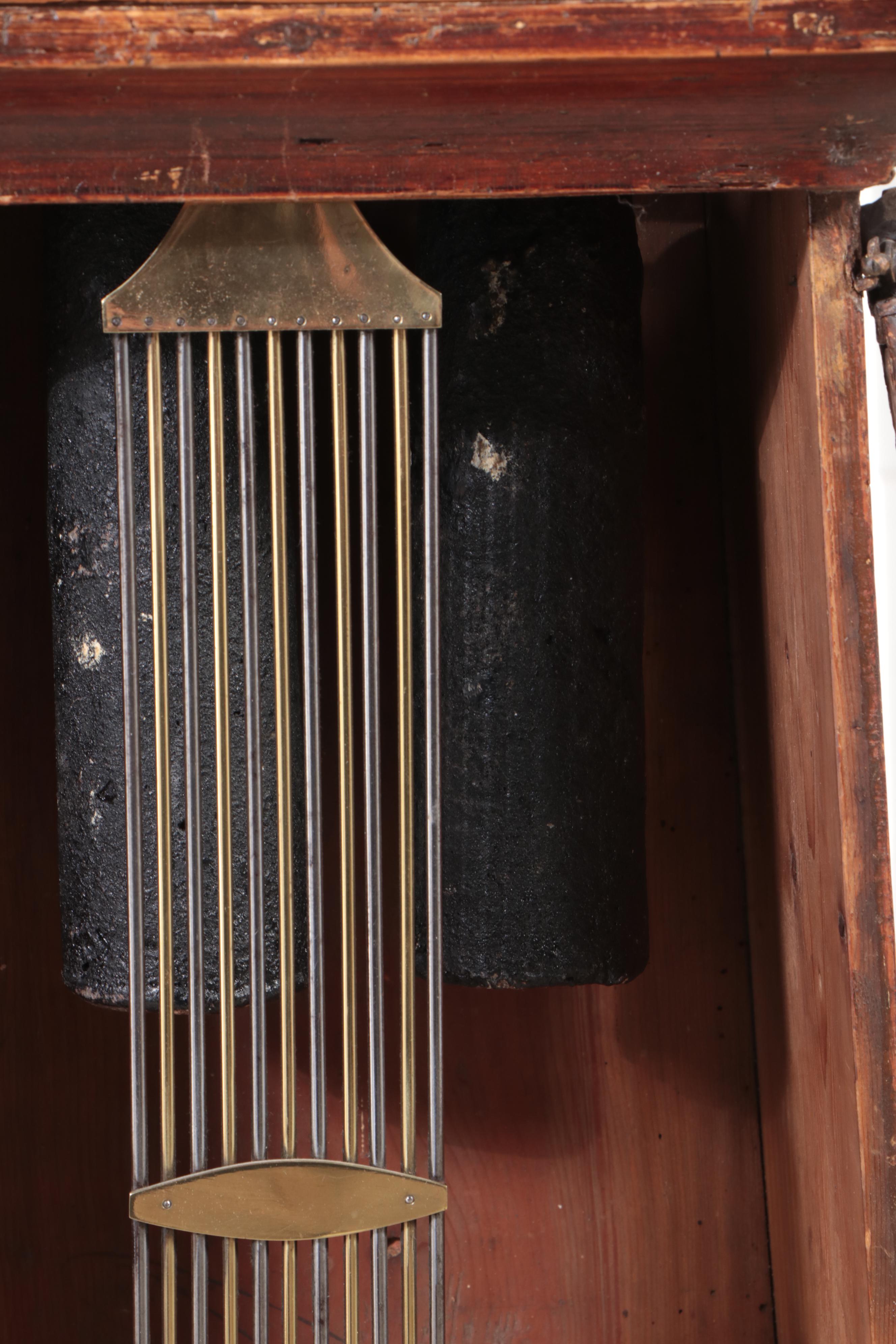 French Grained and Brass Repoussé Comtoise Morbier Clock, Mid-19th Century