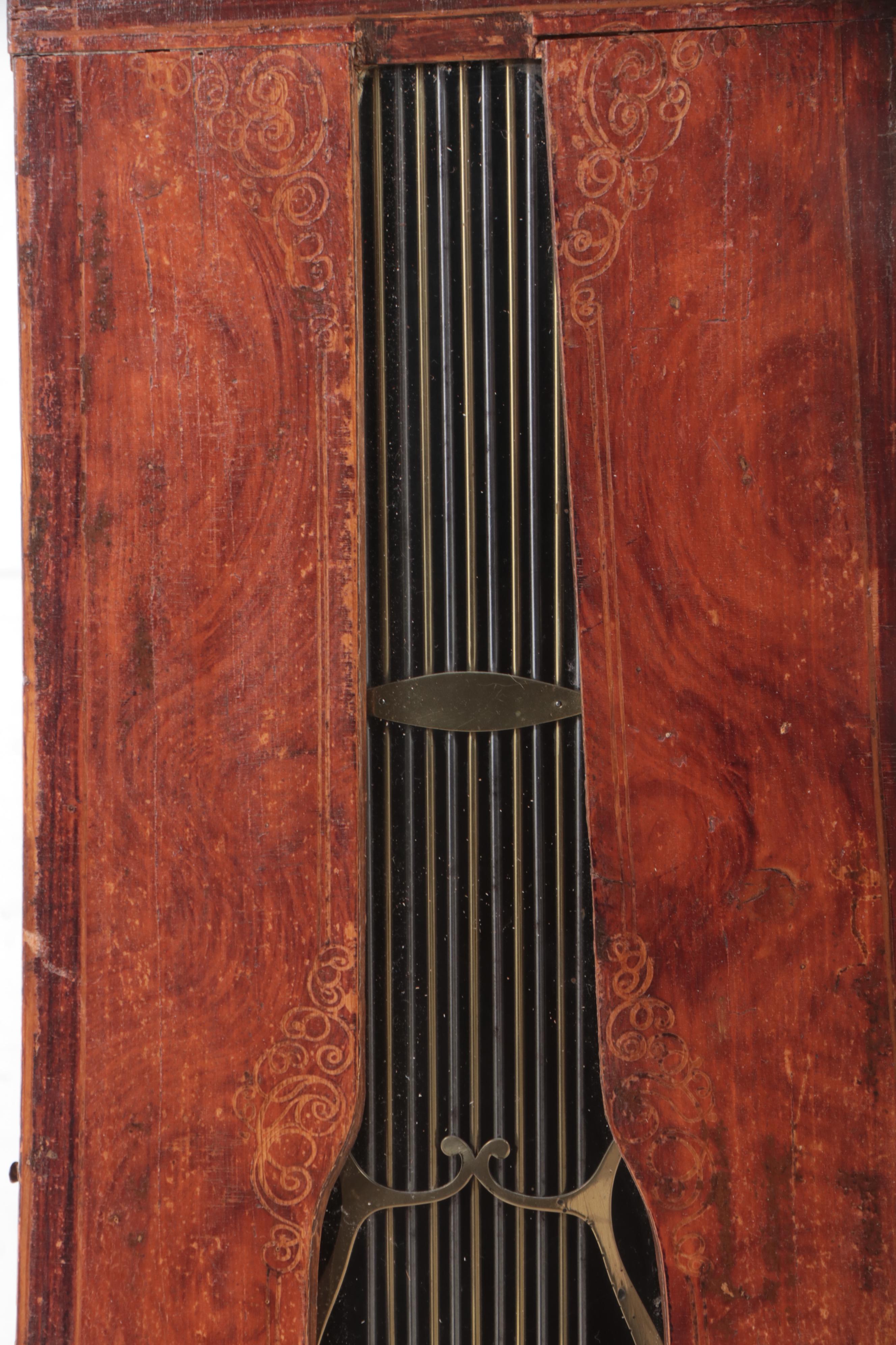 French Grained and Brass Repoussé Comtoise Morbier Clock, Mid-19th Century