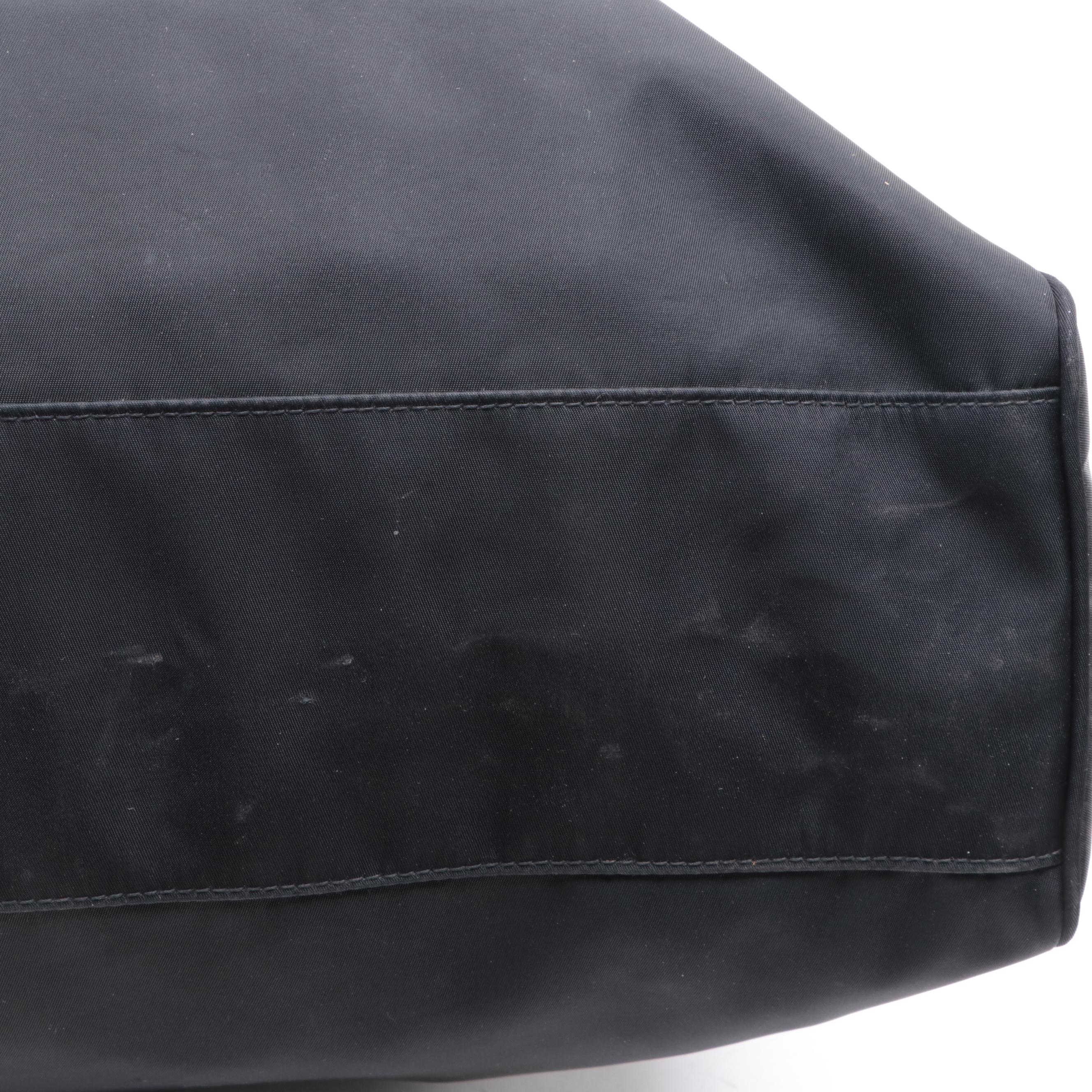 Fendi Large Shoulder Tote in Black Nylon Gabardine with Leather Trim