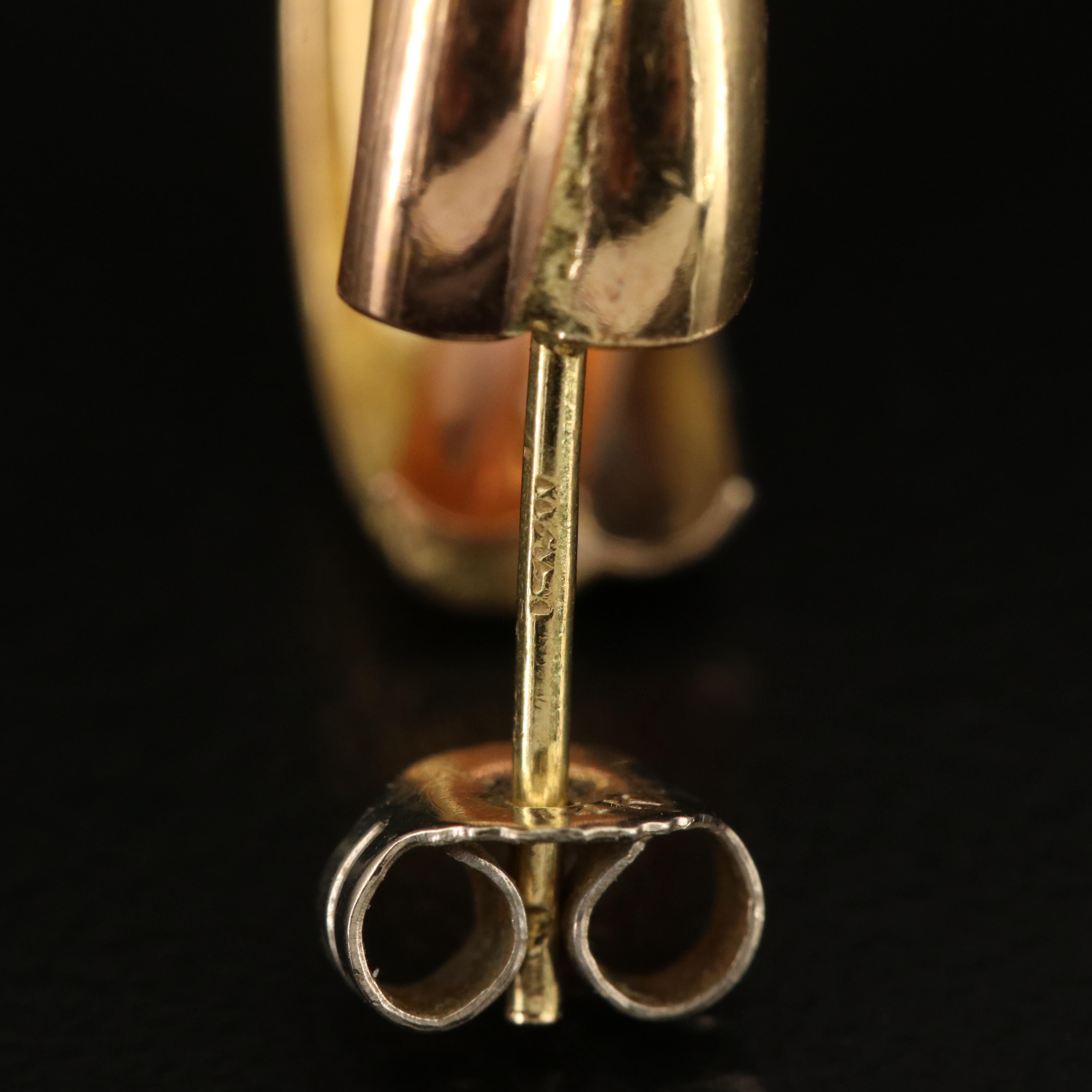 14K Tri-Color Hoop Earrings Including Rose Gold