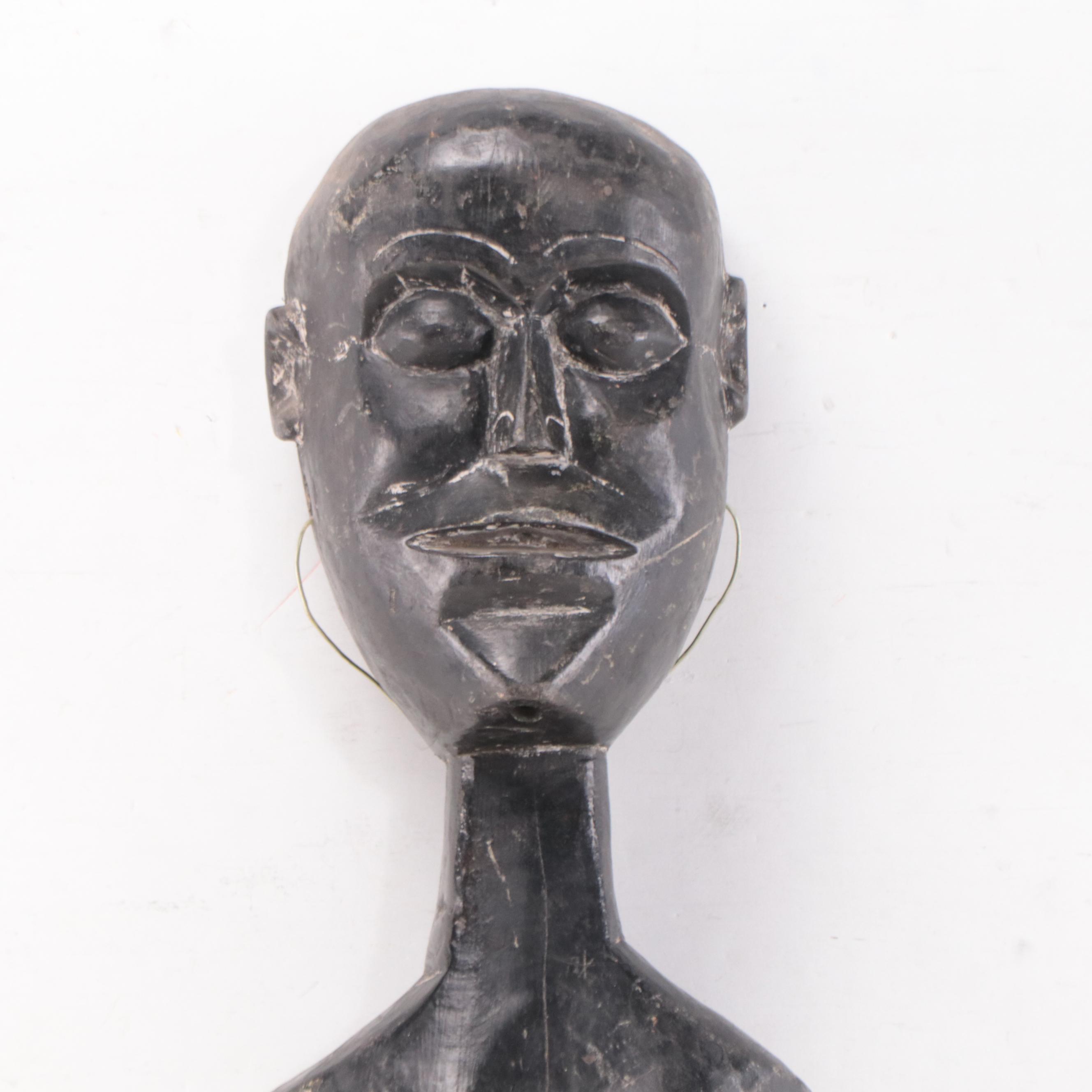 Handcarved Huka Banam Wood Figure, Mid-20th Century