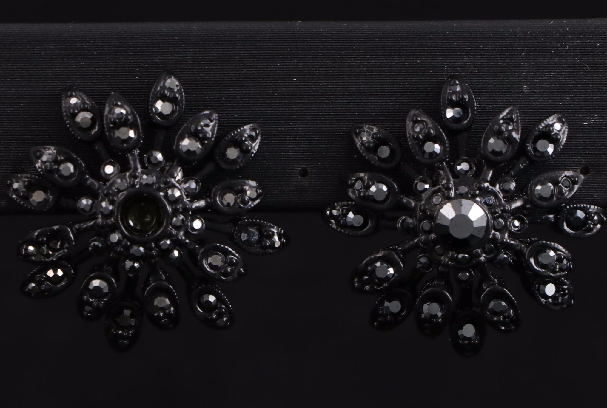 St. John Embellished Floral Clip-On Earrings with Pouch