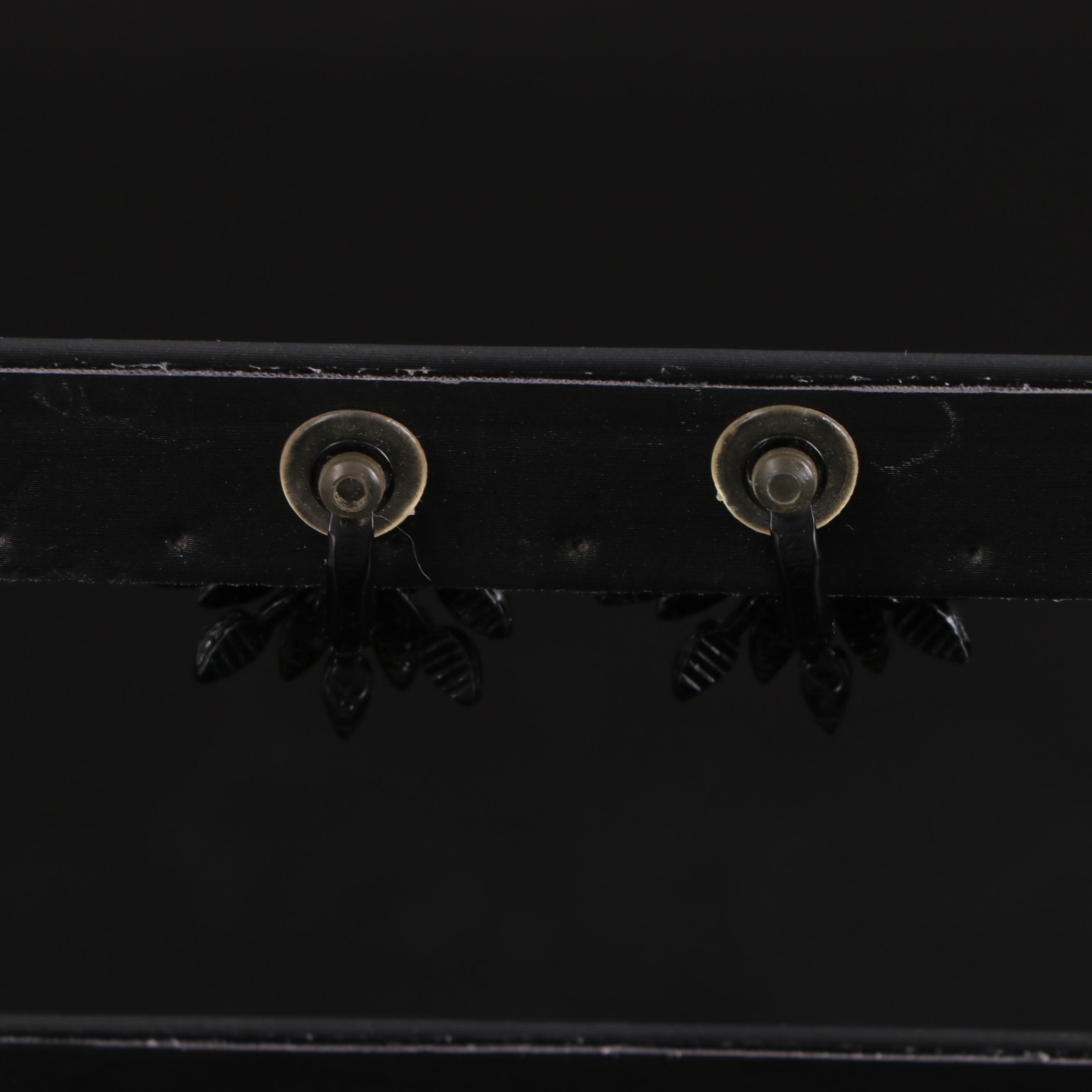 St. John Embellished Floral Clip-On Earrings with Pouch