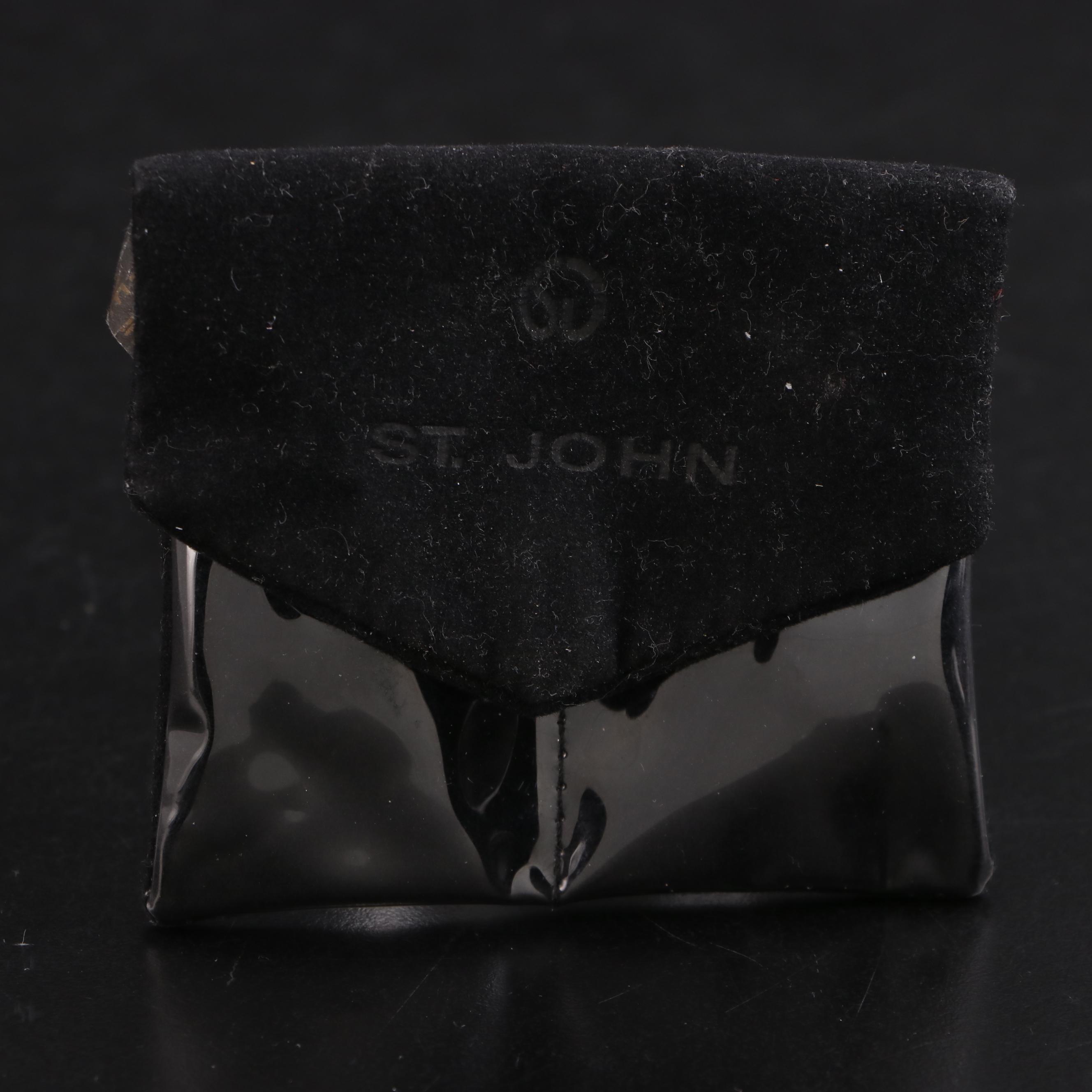 St. John Embellished Floral Clip-On Earrings with Pouch