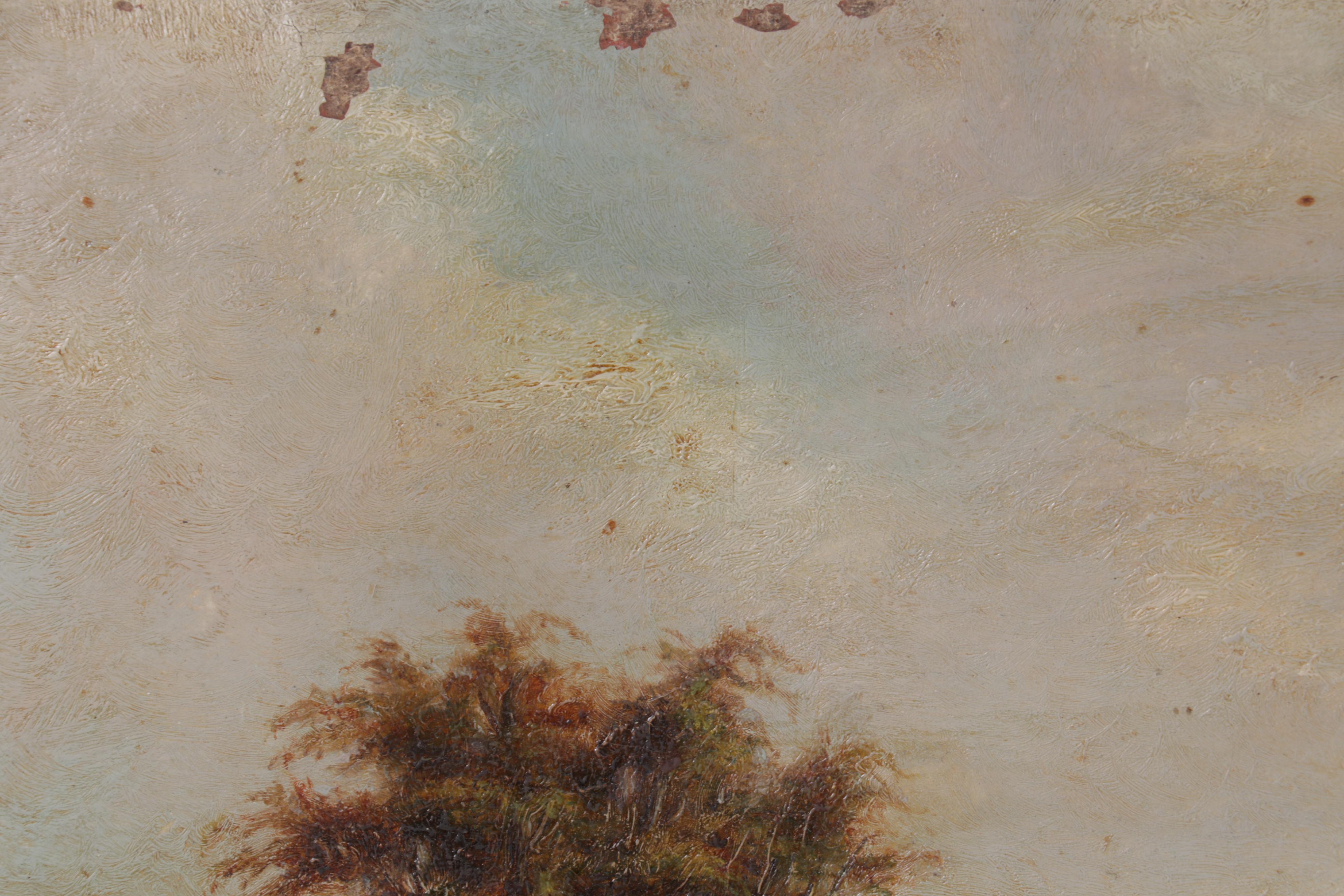 Bucolic Landscape Oil Painting of Cows in Pasture, Late 19th Century