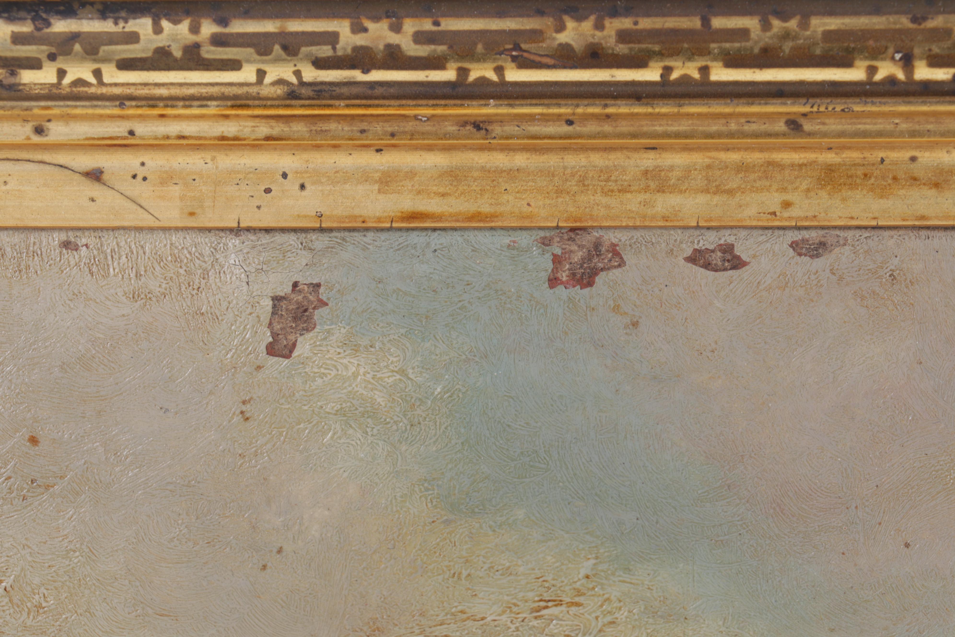 Bucolic Landscape Oil Painting of Cows in Pasture, Late 19th Century