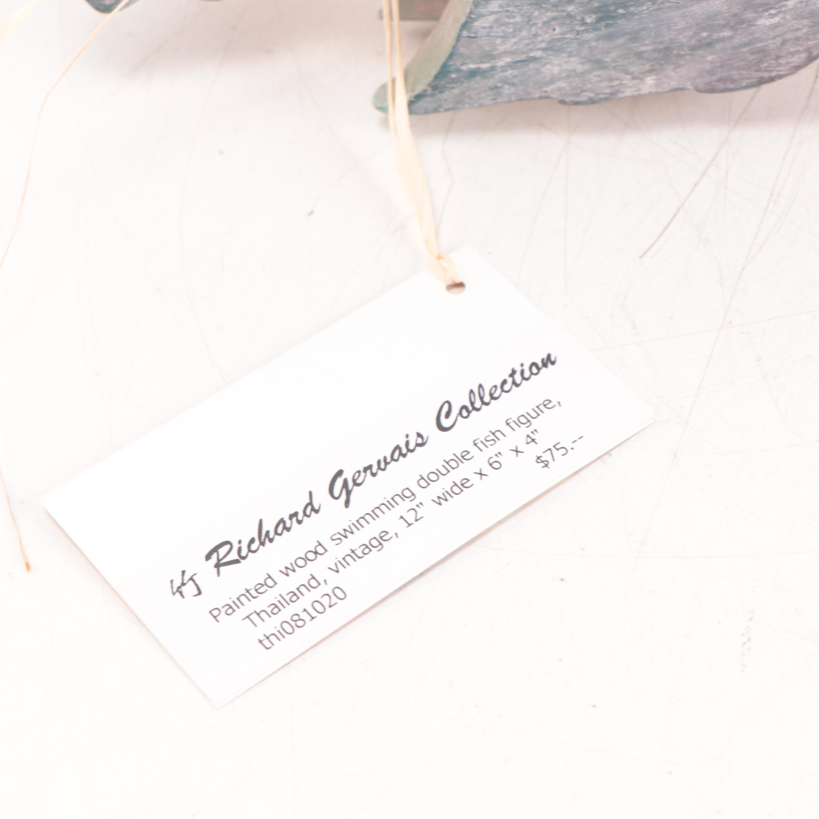 Thai and Filipino Hand-Painted Carved Wood Fish Sculptures