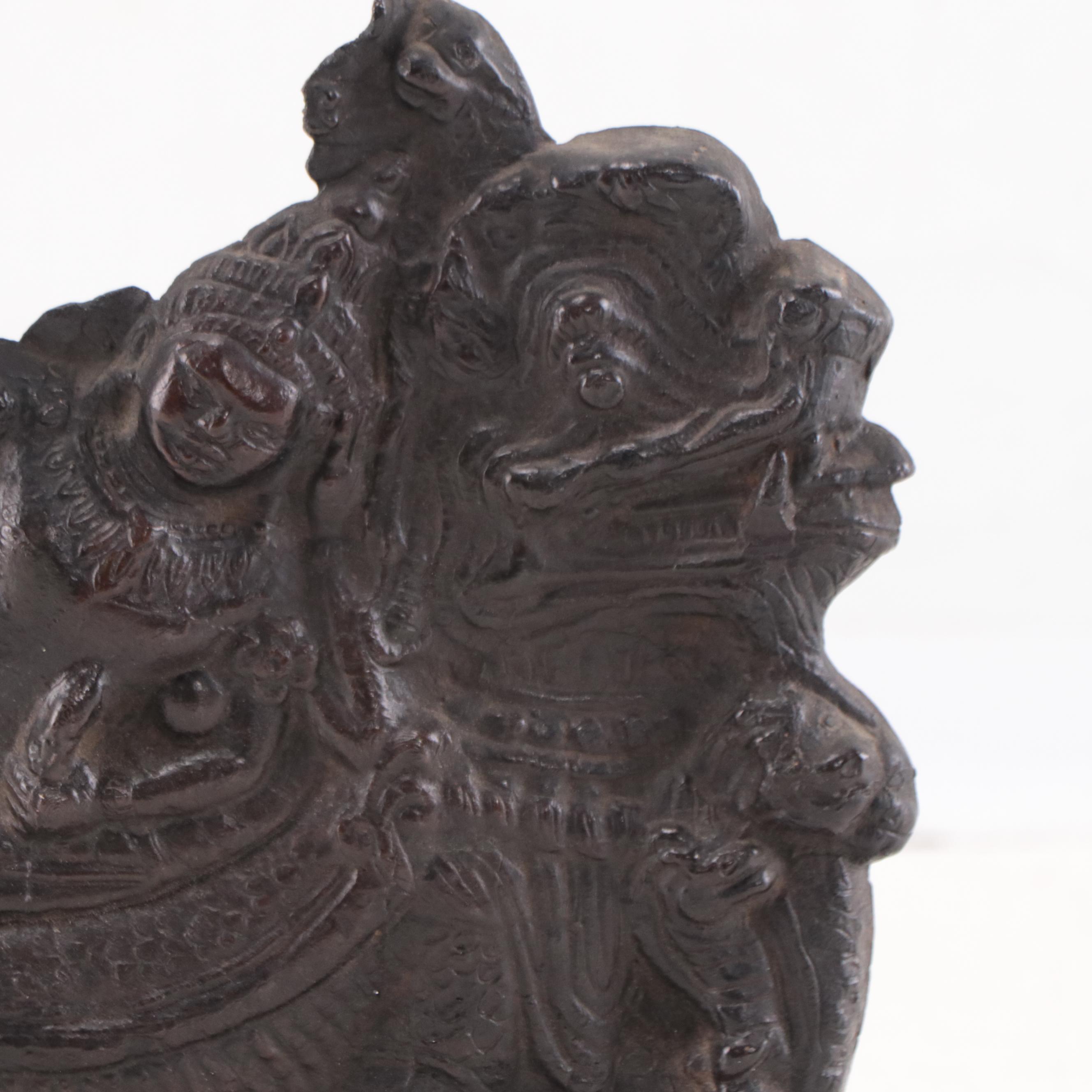 Cambodian Bronze Sculpture of Vishnu, Singha, and Naga, Late 18th Century