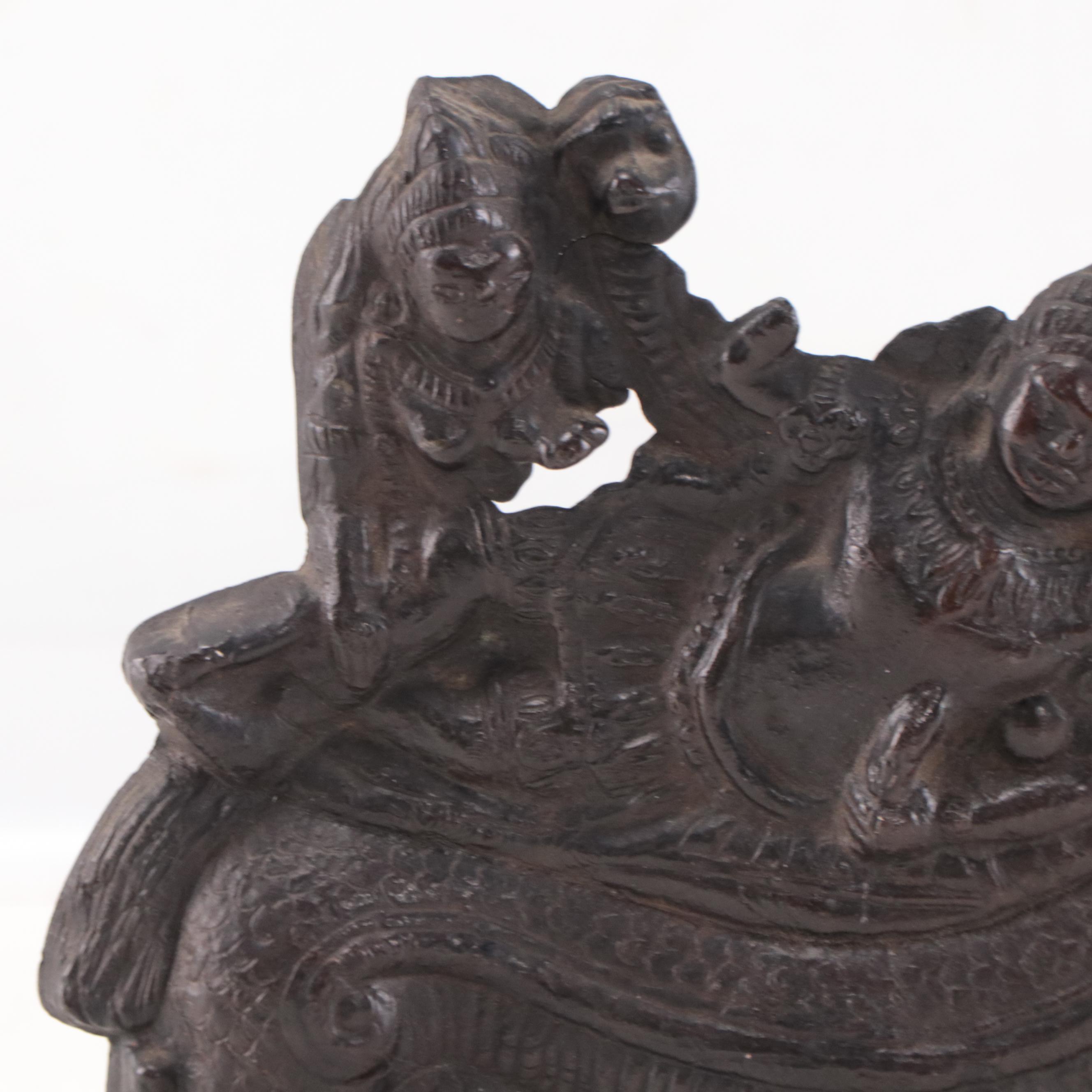 Cambodian Bronze Sculpture of Vishnu, Singha, and Naga, Late 18th Century