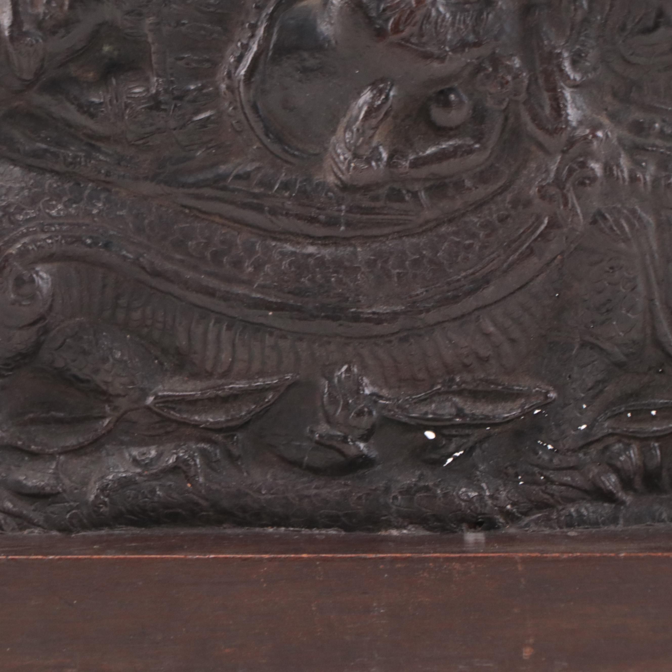 Cambodian Bronze Sculpture of Vishnu, Singha, and Naga, Late 18th Century