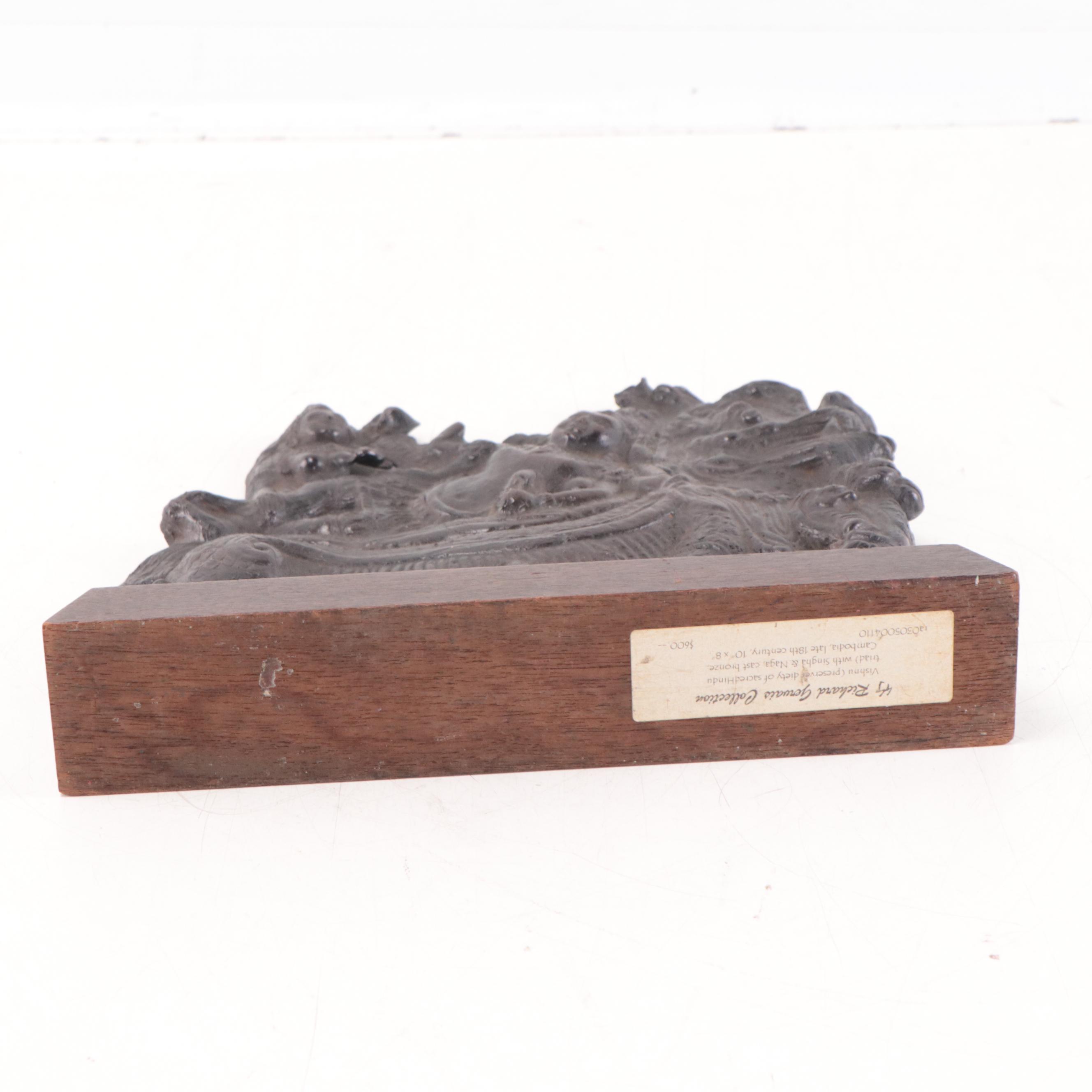 Cambodian Bronze Sculpture of Vishnu, Singha, and Naga, Late 18th Century