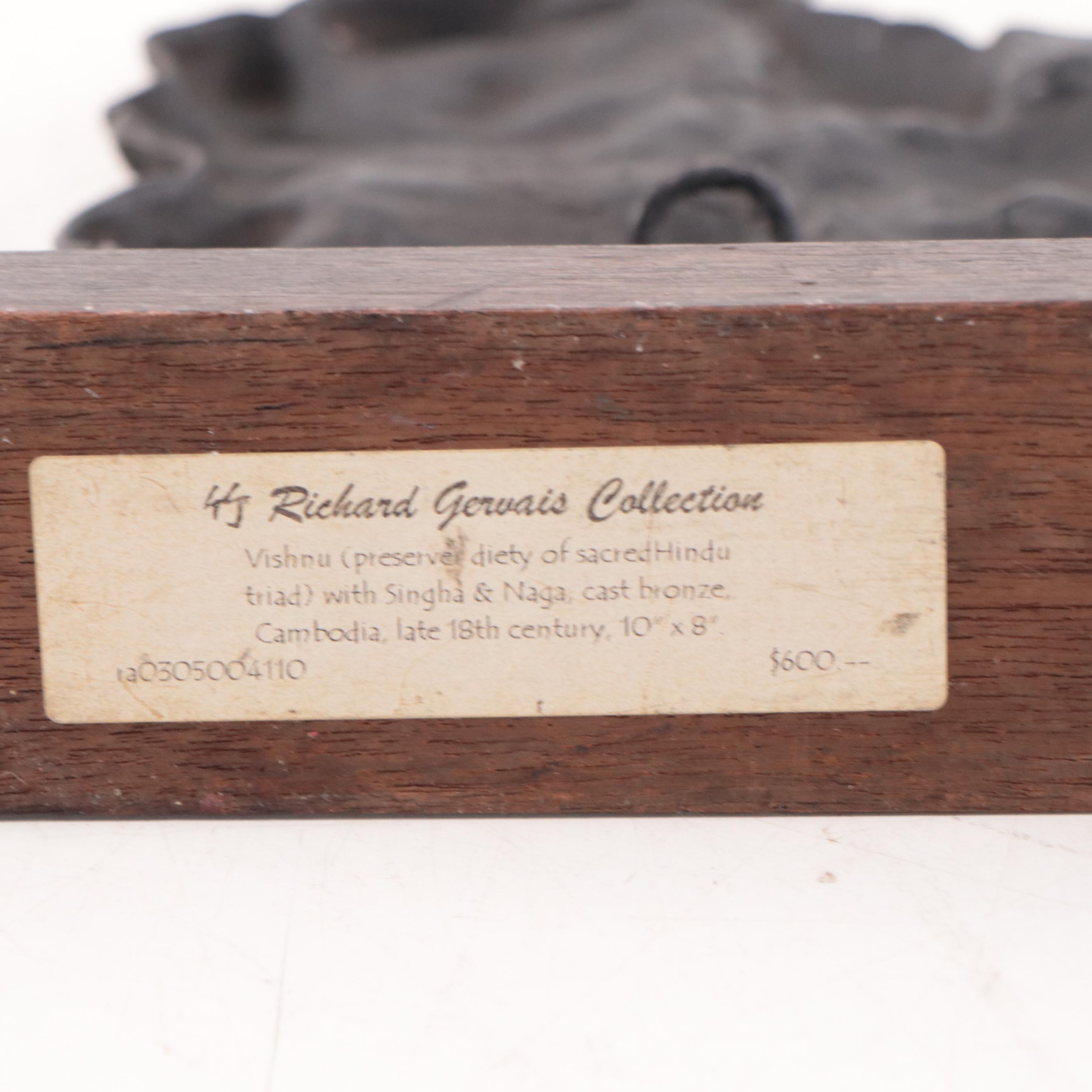 Cambodian Bronze Sculpture of Vishnu, Singha, and Naga, Late 18th Century