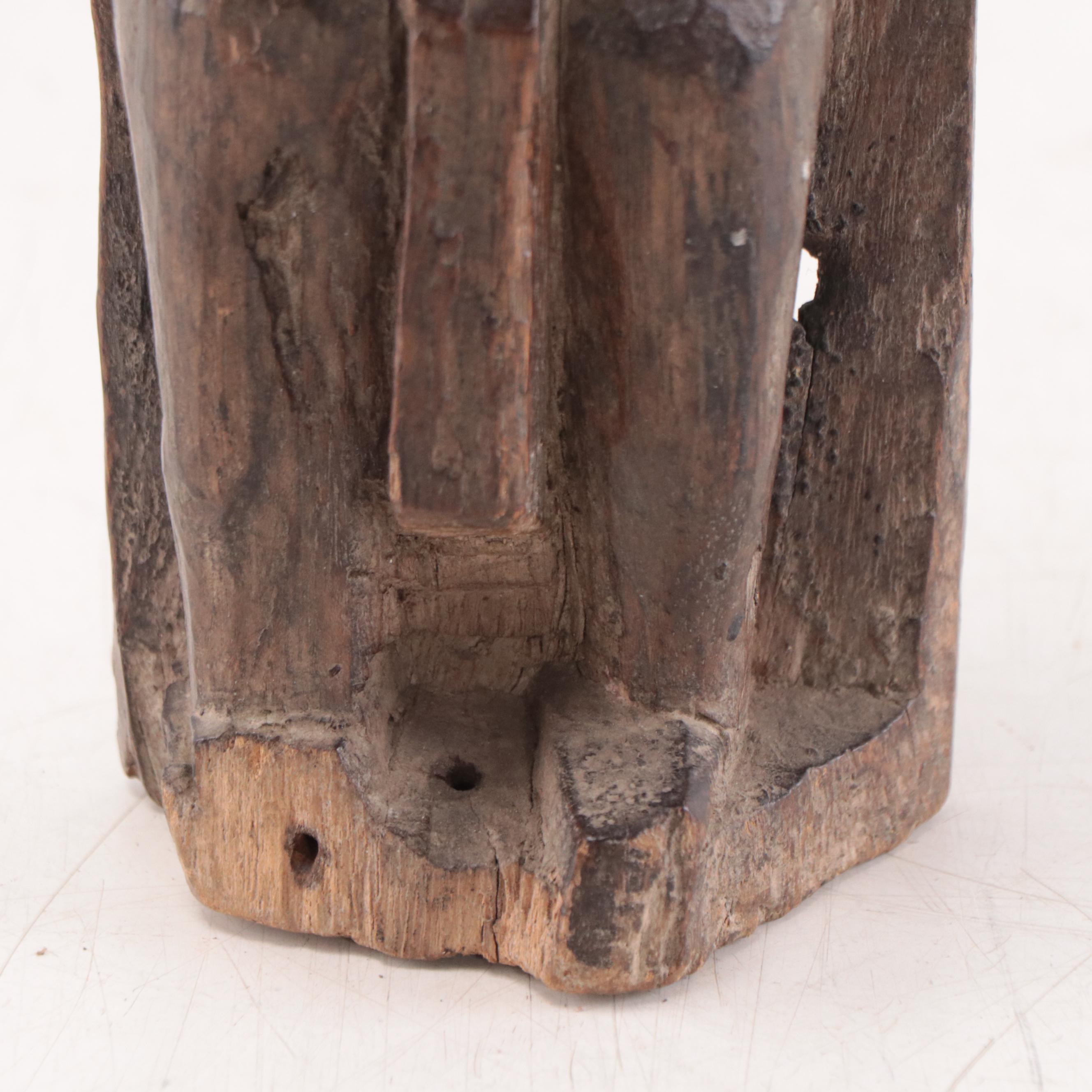 Himalayan / Nepalese Hand-Carved Wood Terai Male Figure, Mid-20th Century