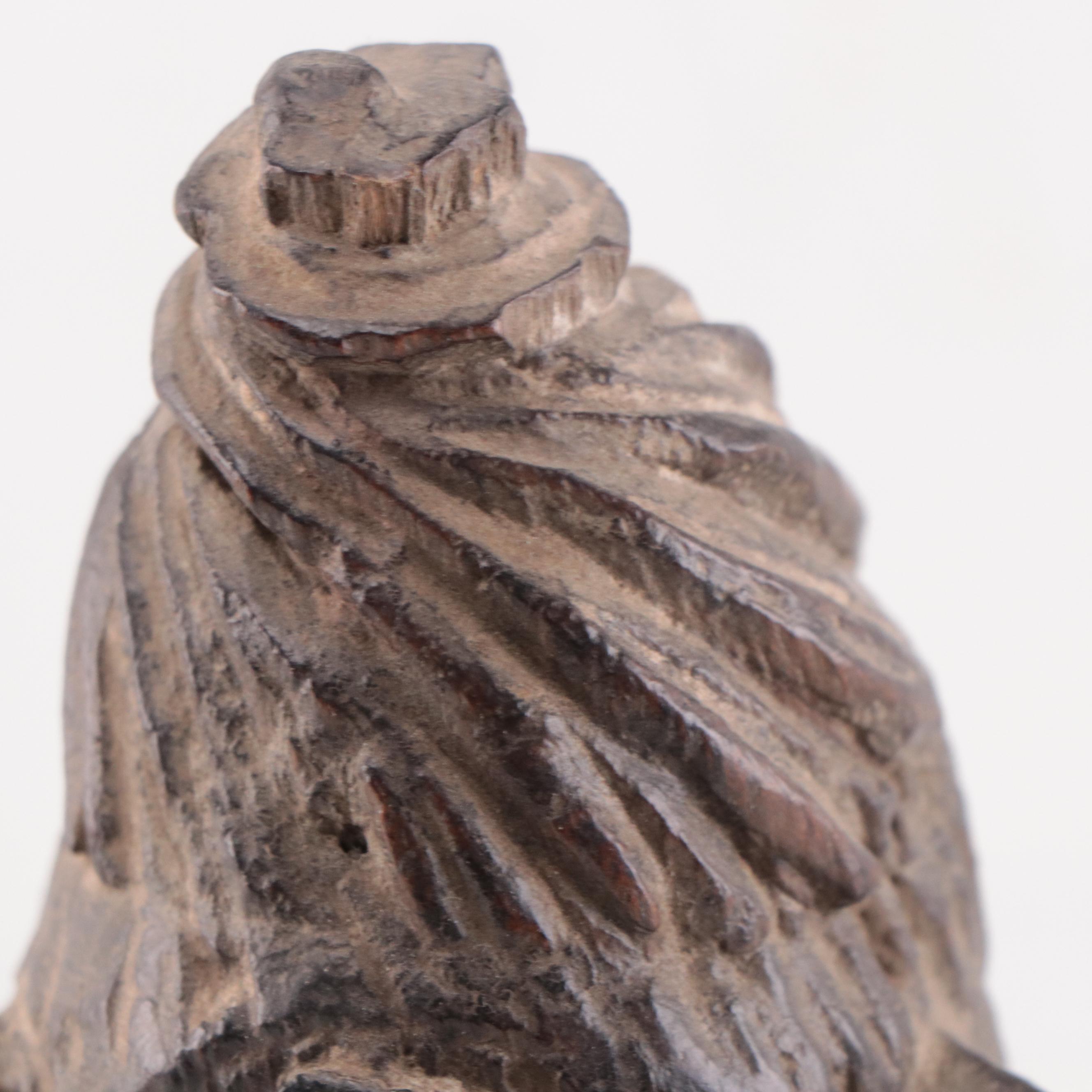 Himalayan / Nepalese Hand-Carved Wood Terai Male Figure, Mid-20th Century