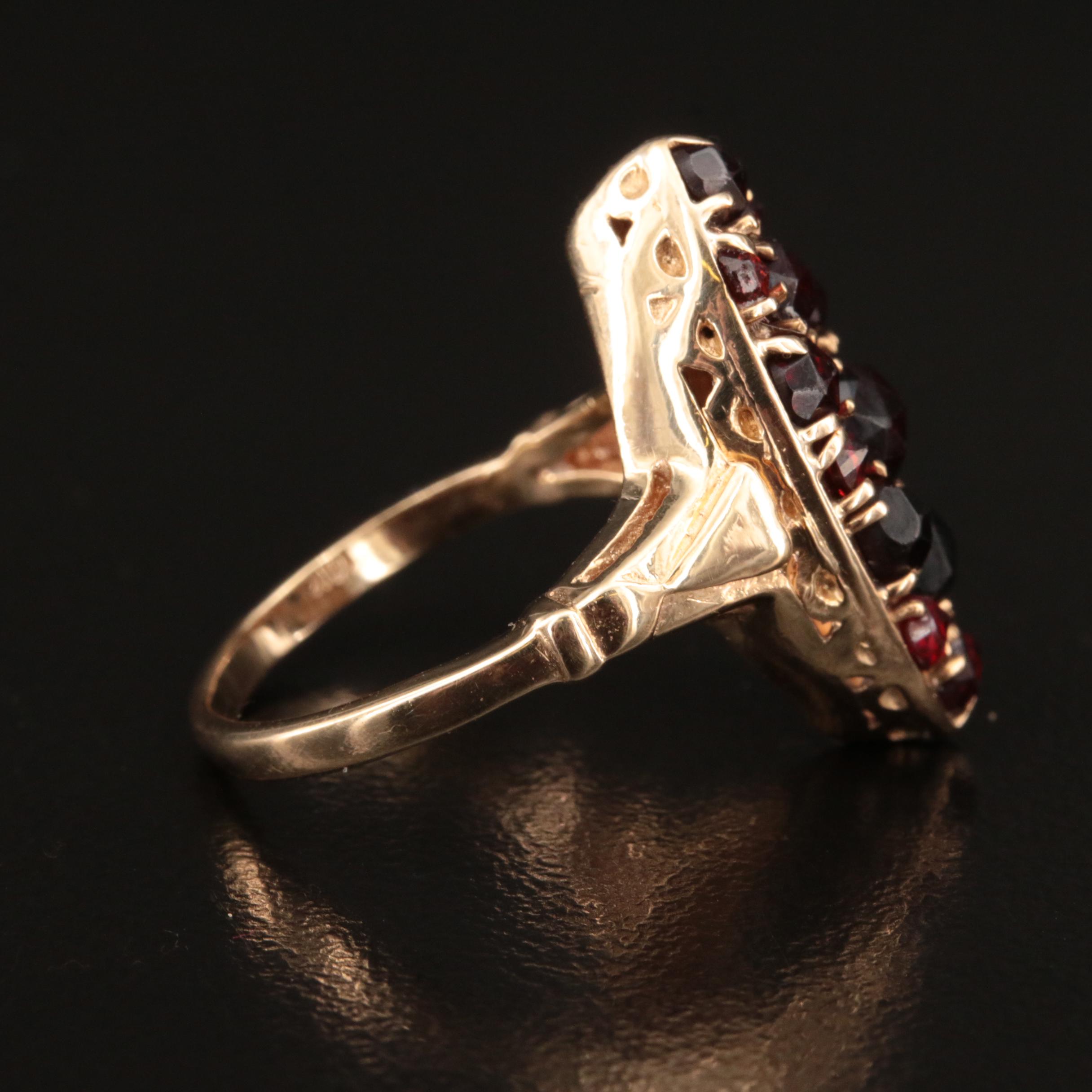 14K Garnet Navette Ring