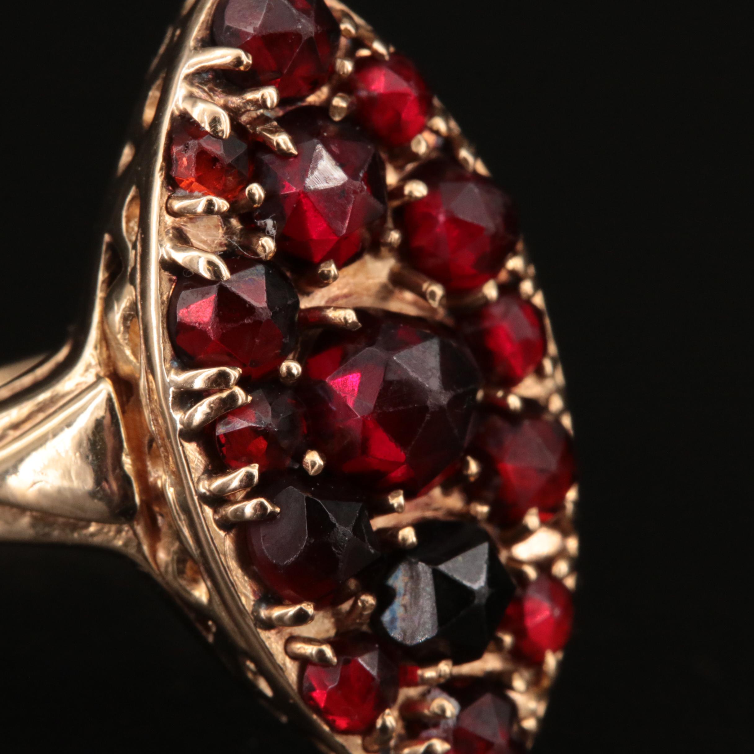 14K Garnet Navette Ring