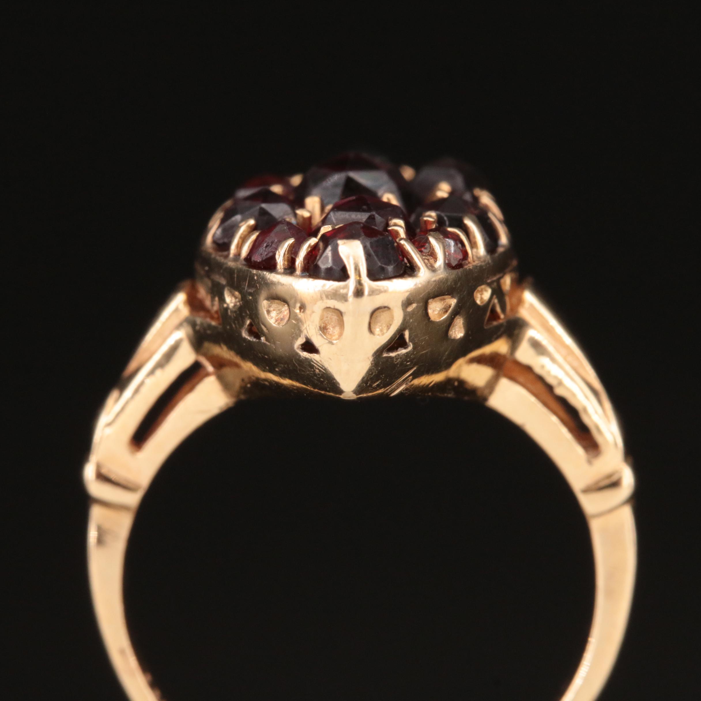 14K Garnet Navette Ring