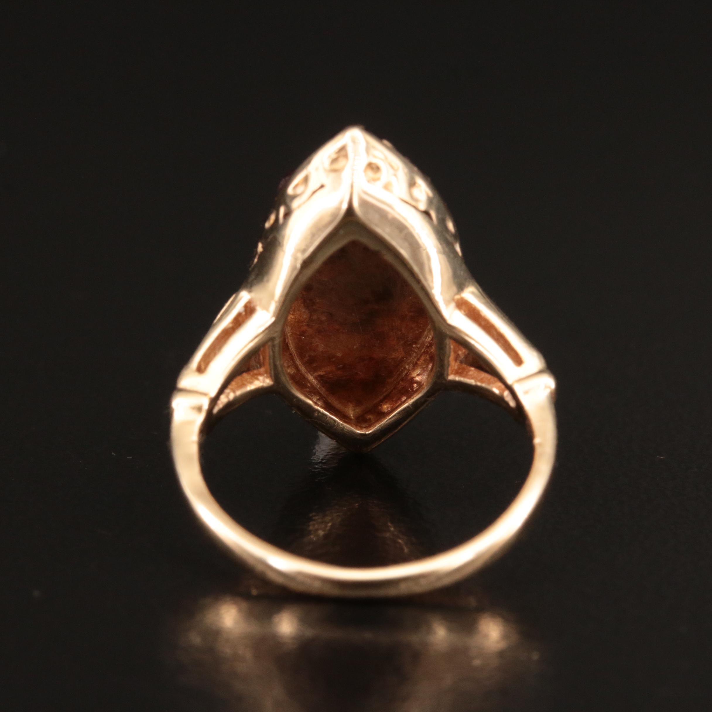 14K Garnet Navette Ring