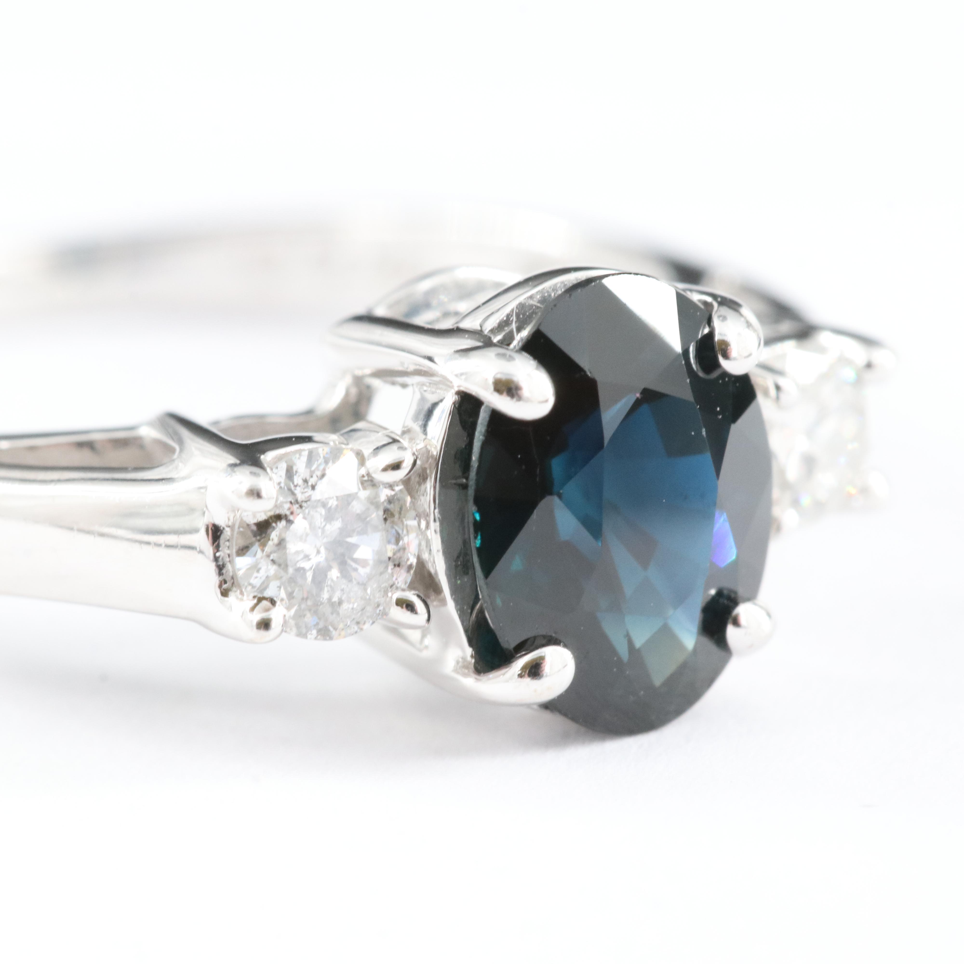 14K 1.53 CT Sapphire and Diamond Ring