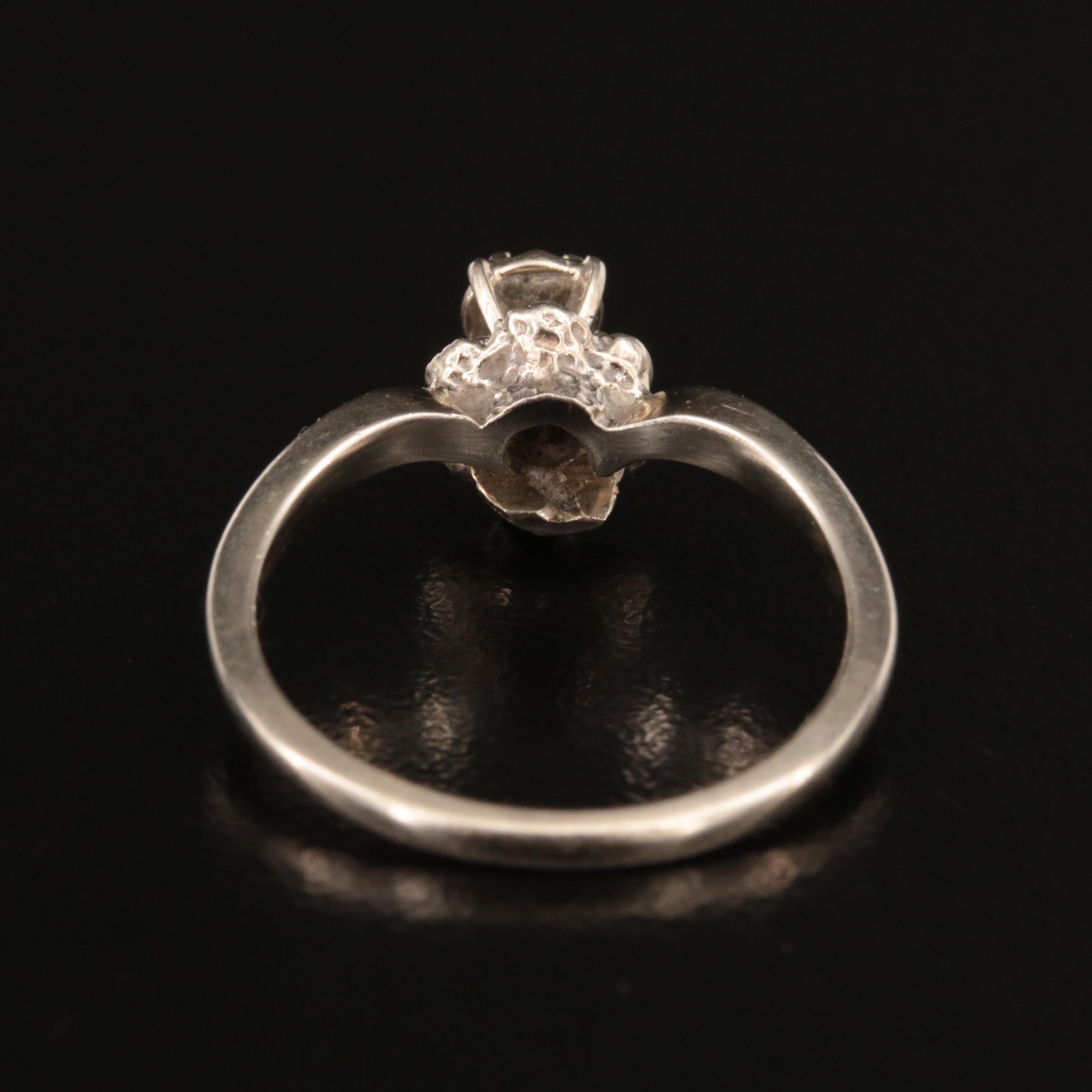 14K 0.06 CT Diamond Floral Chevron Ring