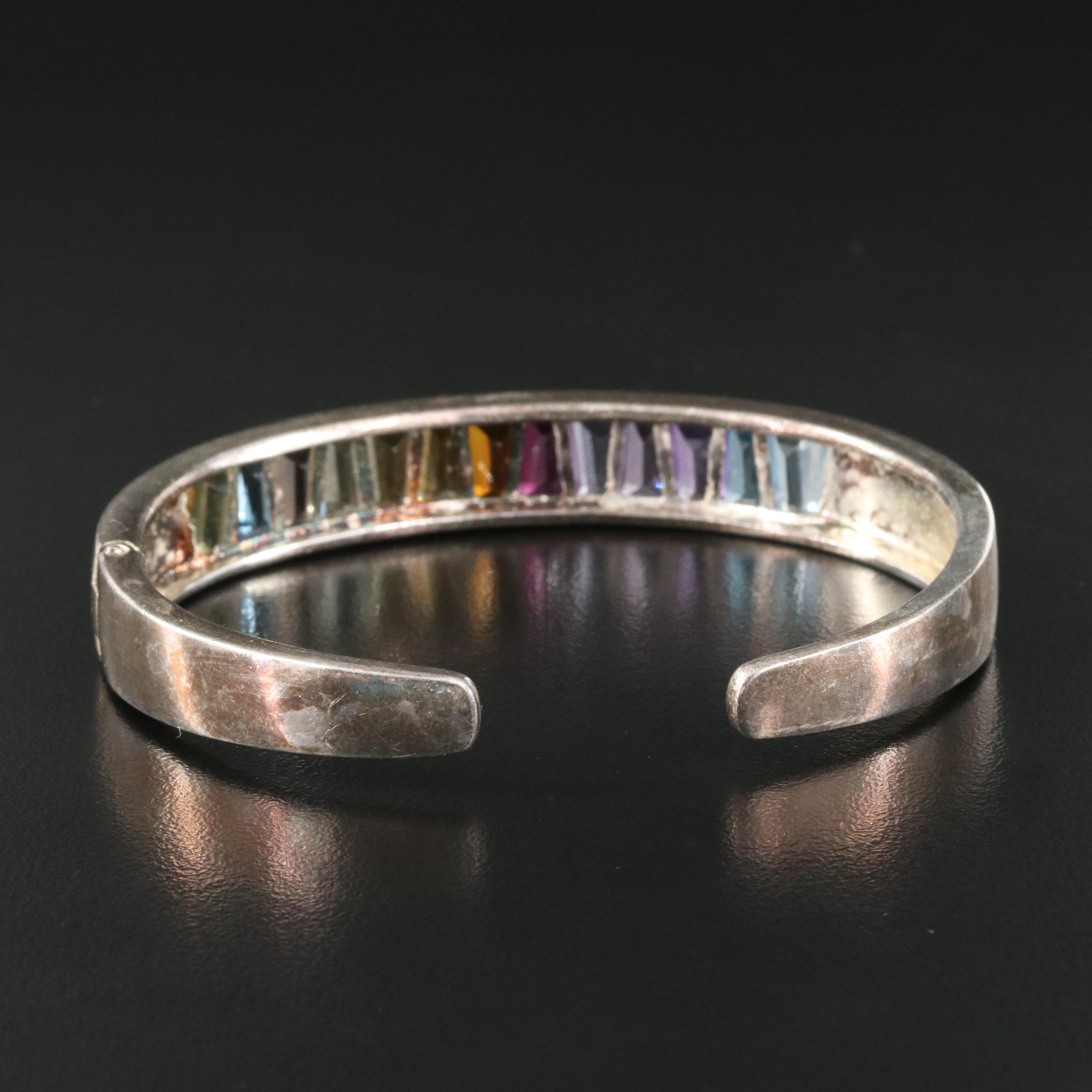 Sterling Topaz, Amethyst and Gemstone Kick Cuff