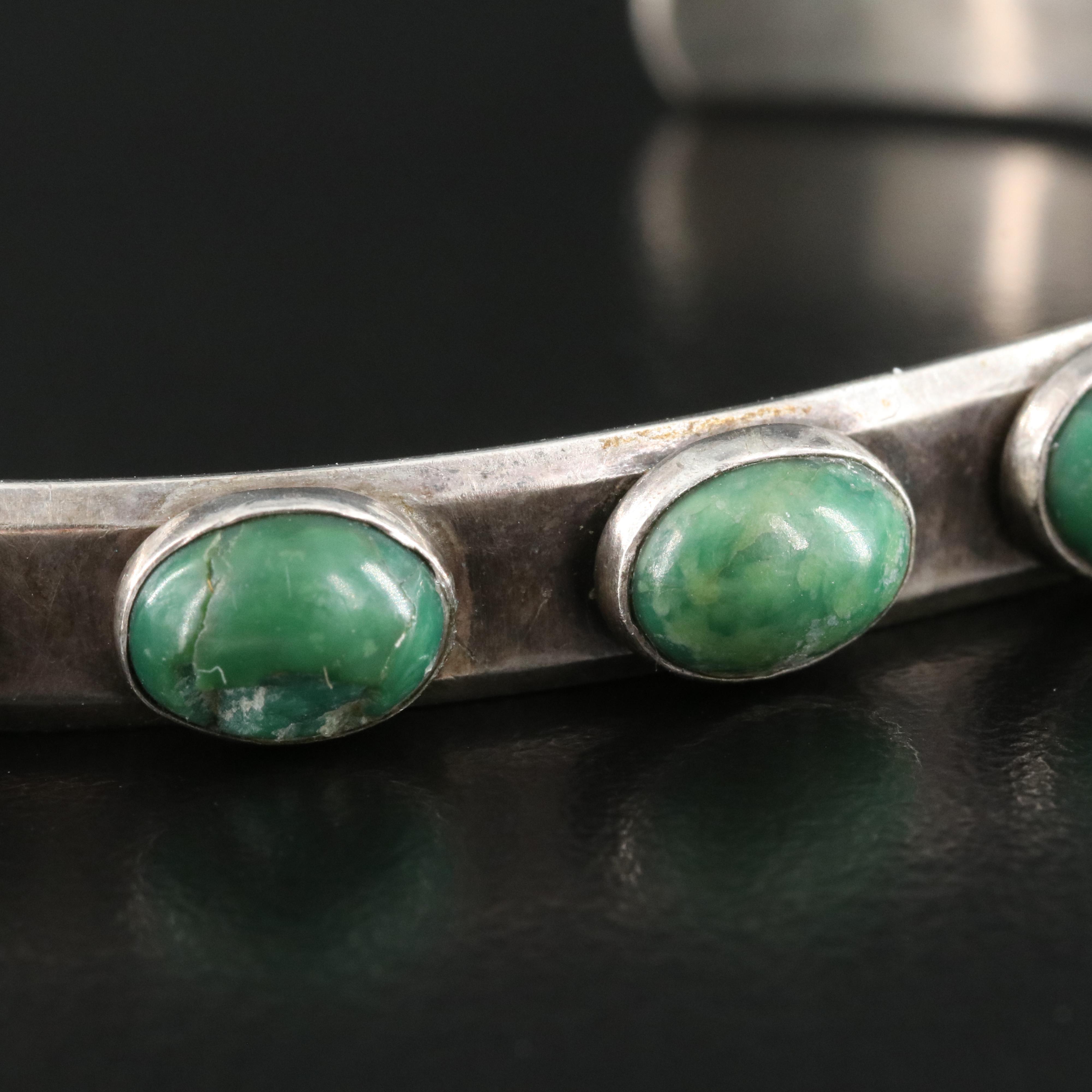 Southwestern 800 Silver Turquoise Knife-Edge Cuff