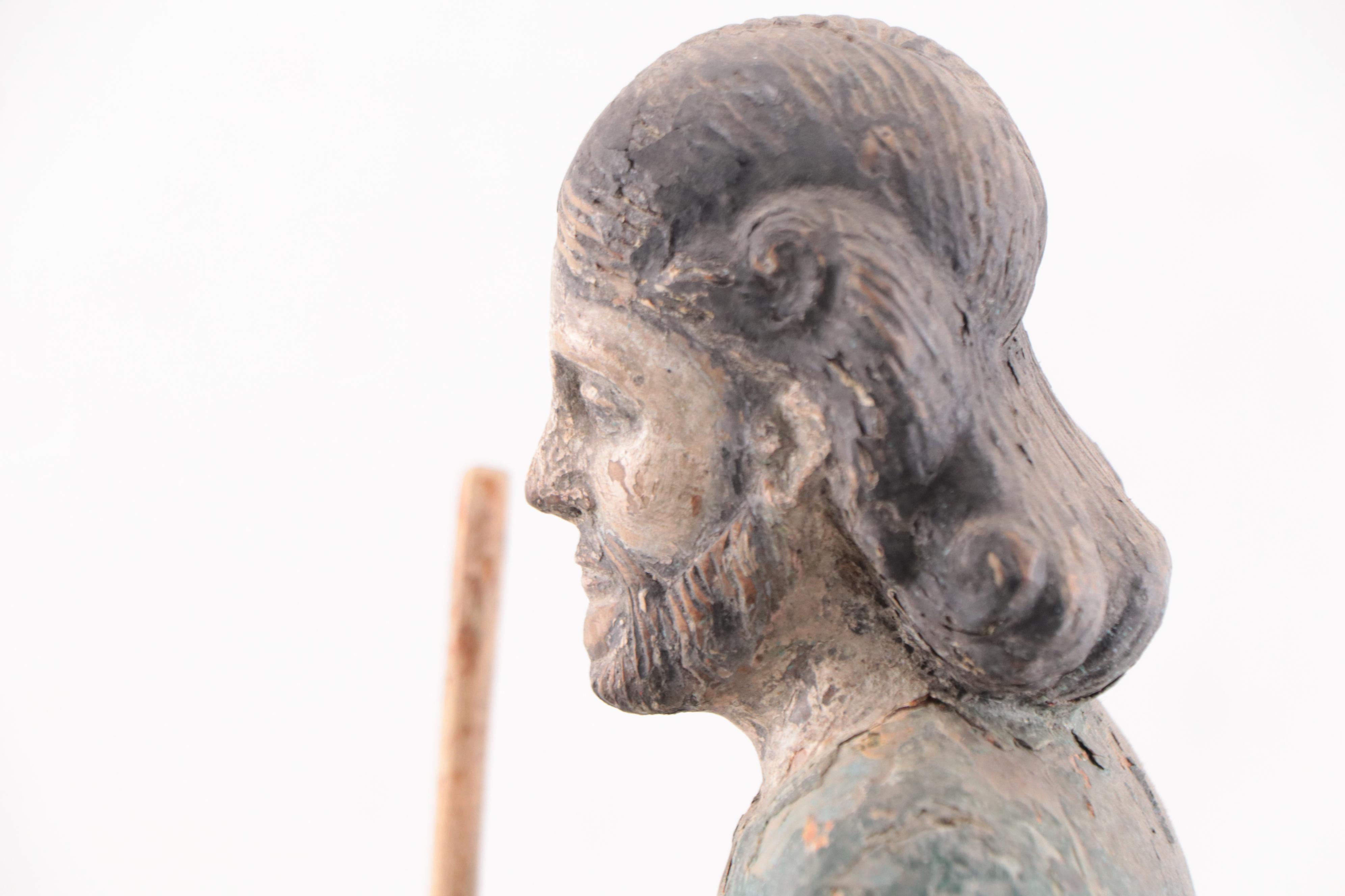 Filipino Hand-Painted Carved Wood Tableau of San Isidro The Laborer