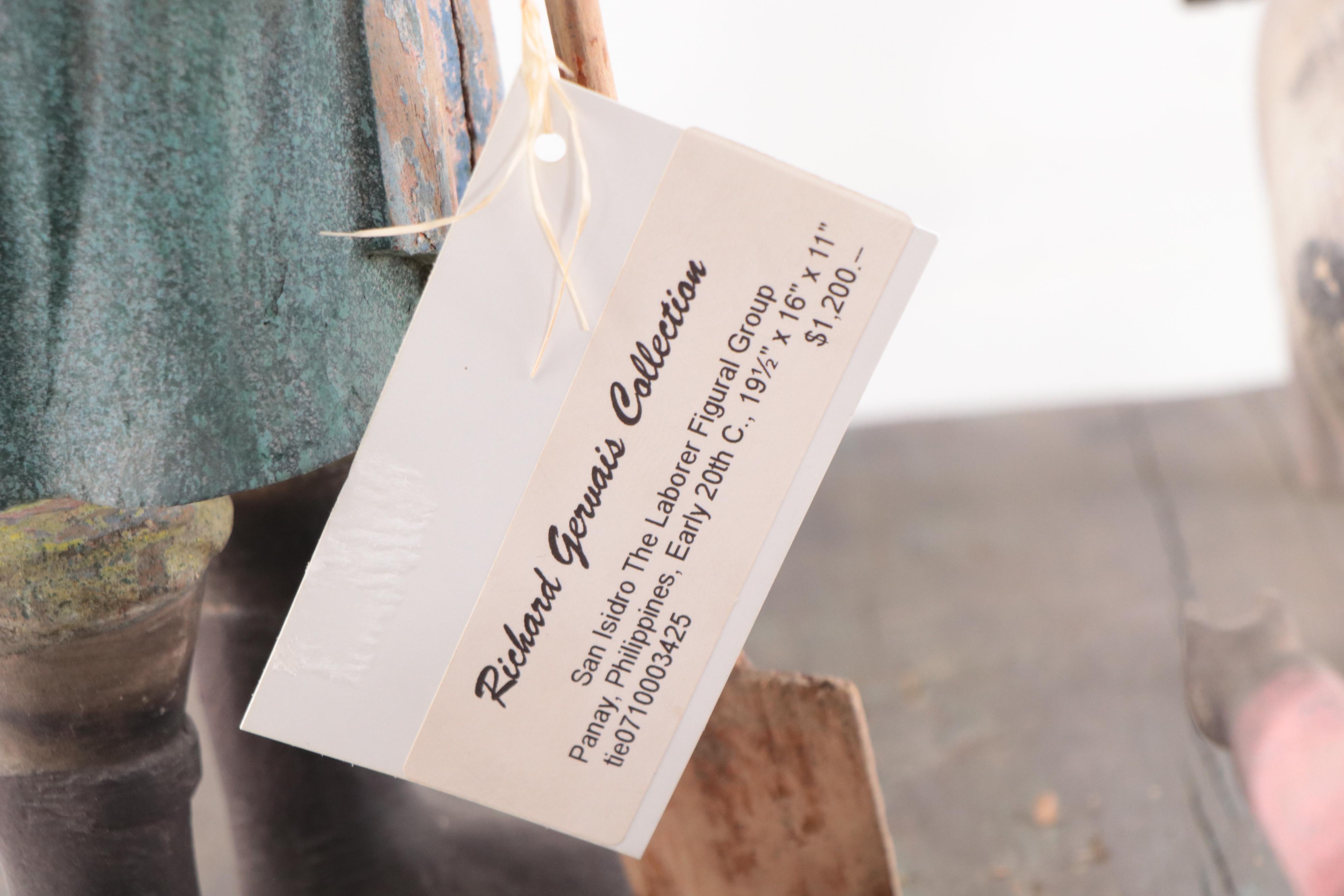 Filipino Hand-Painted Carved Wood Tableau of San Isidro The Laborer