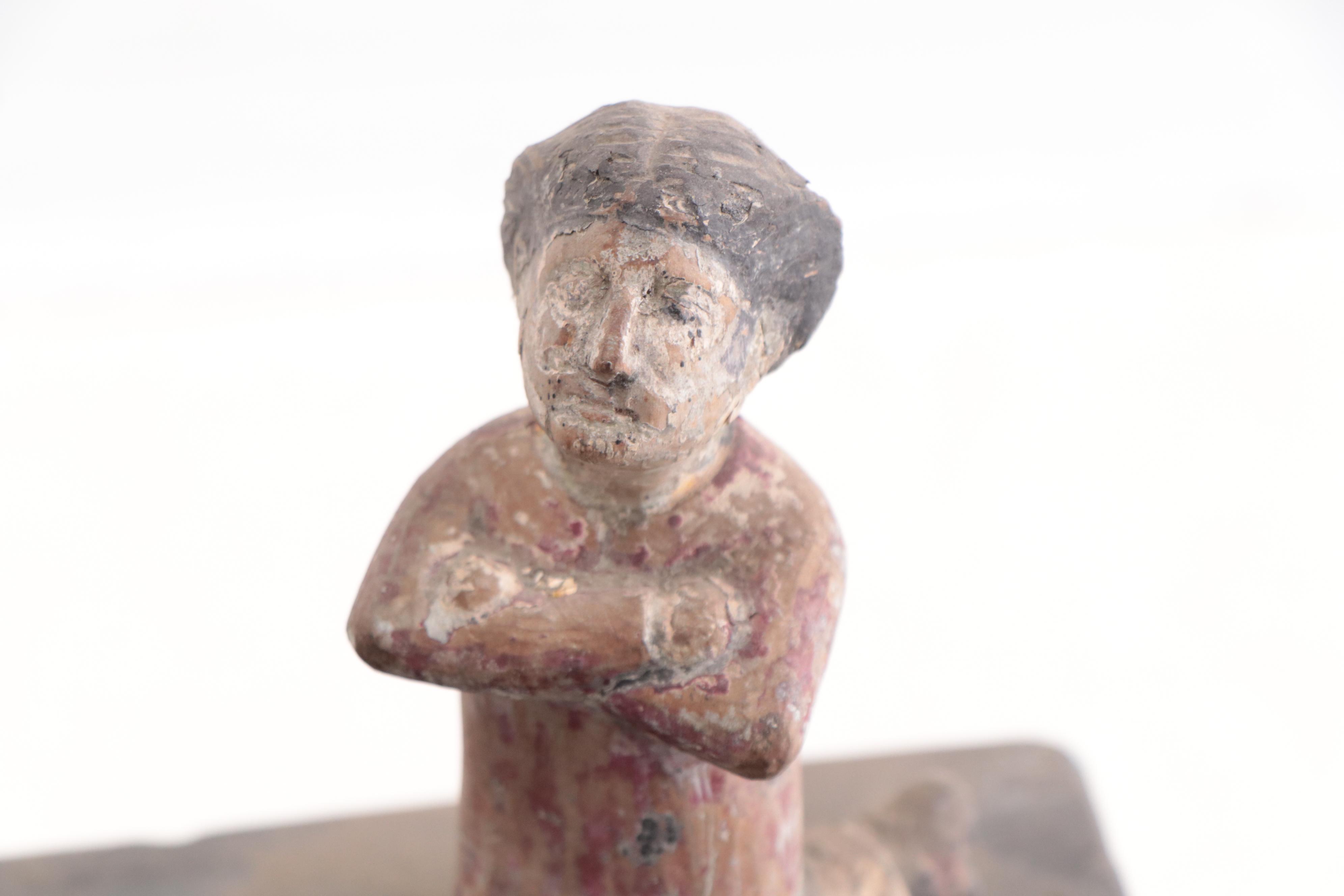 Filipino Hand-Painted Carved Wood Tableau of San Isidro The Laborer