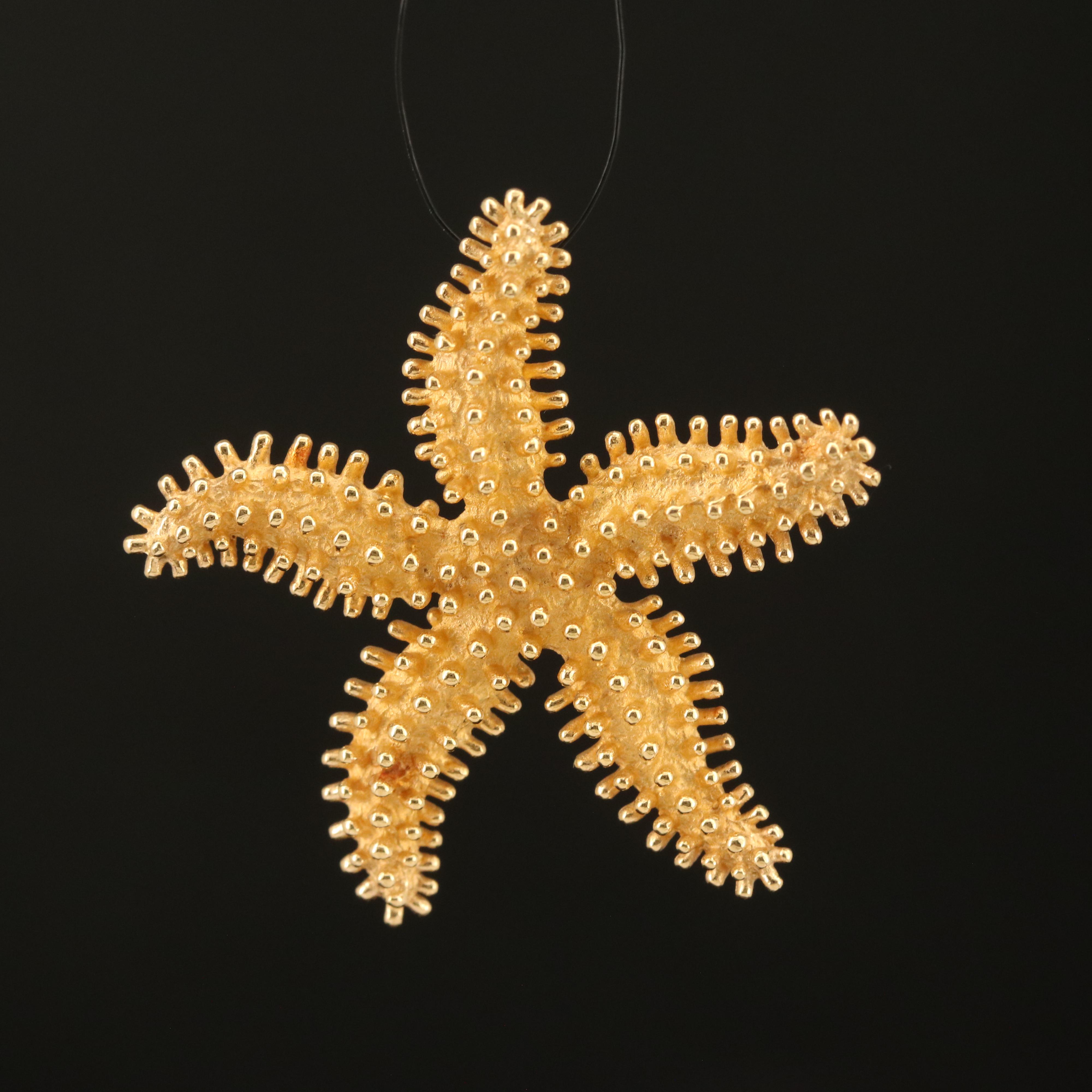 14K Granulated Starfish Pendant