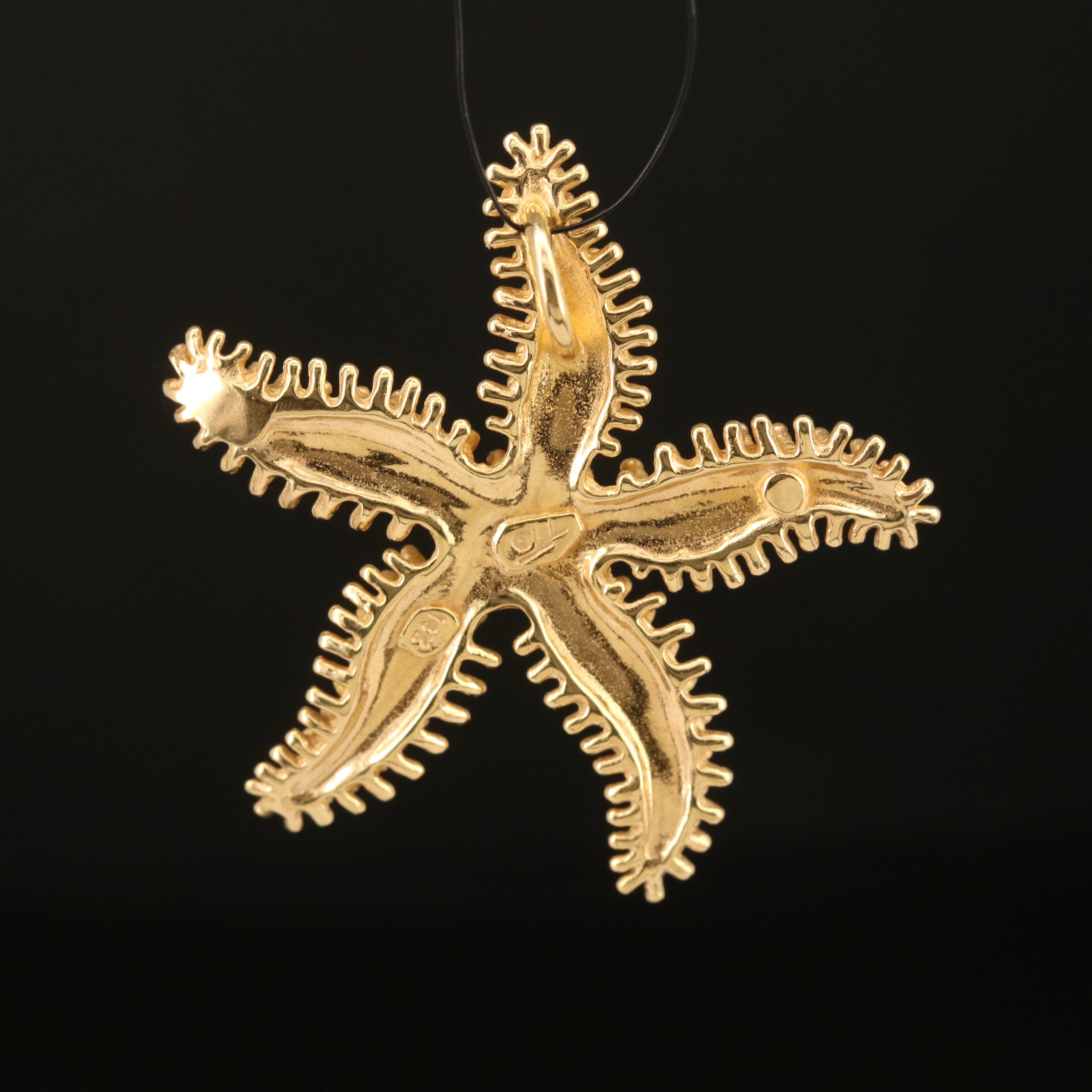 14K Granulated Starfish Pendant