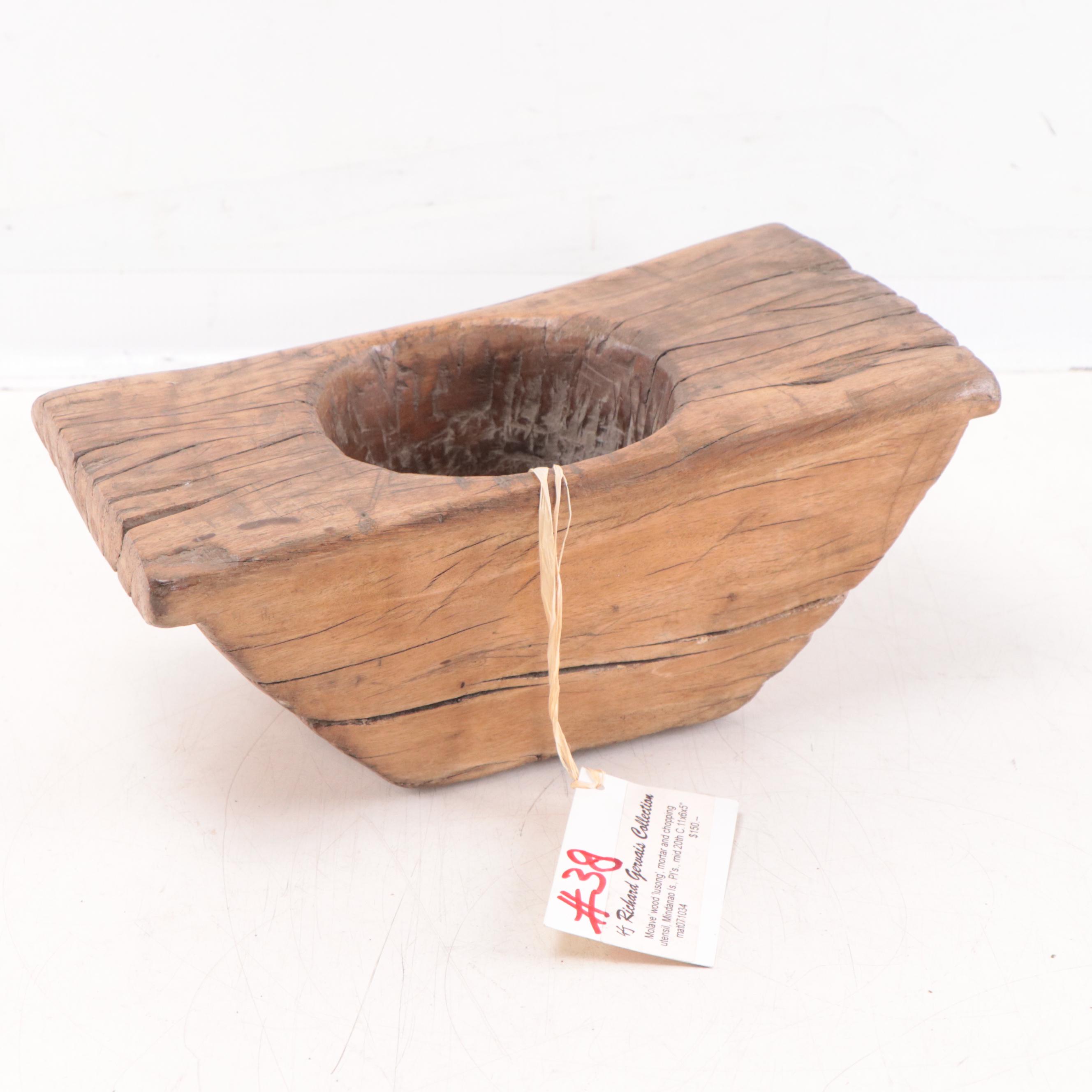 Filipino Hand-Carved Wood Mortar and Pestle