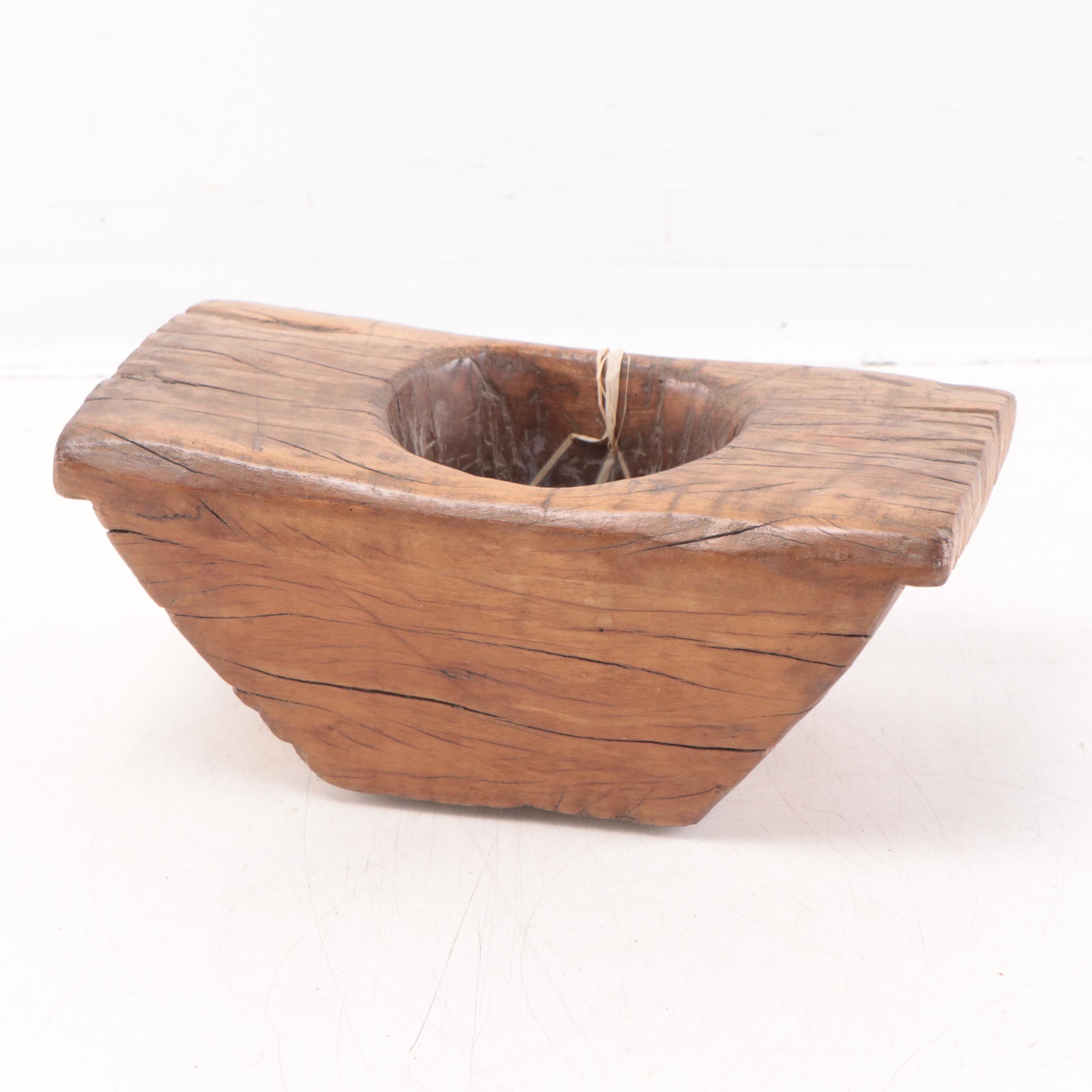 Filipino Hand-Carved Wood Mortar and Pestle