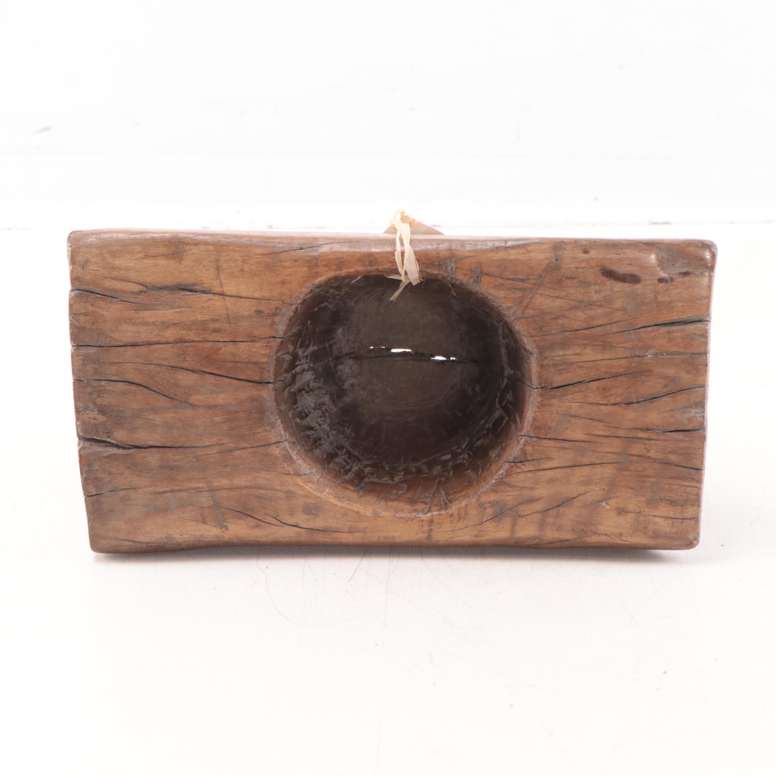 Filipino Hand-Carved Wood Mortar and Pestle