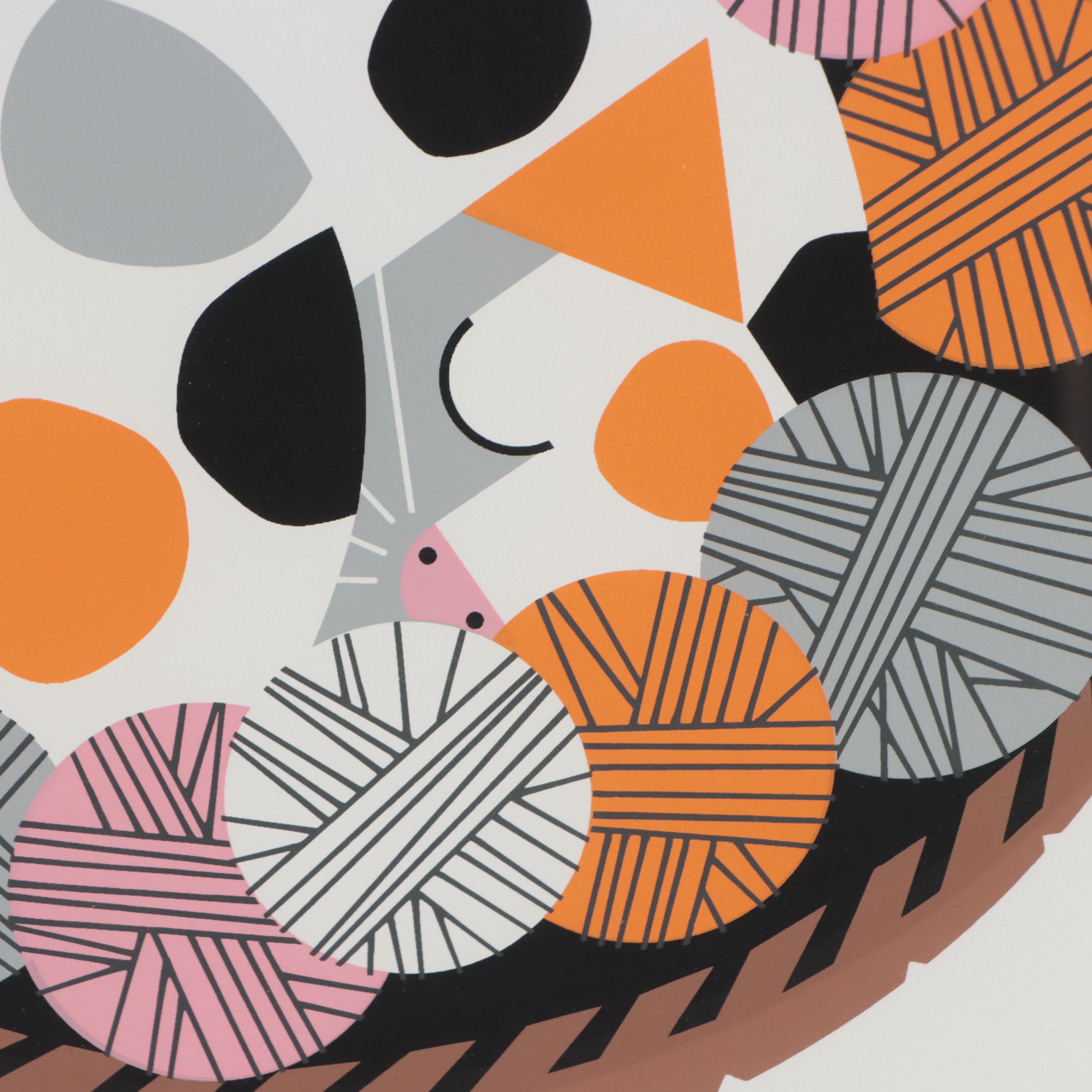 Edie Harper Serigraph "Kitten 'n' Knittin'"