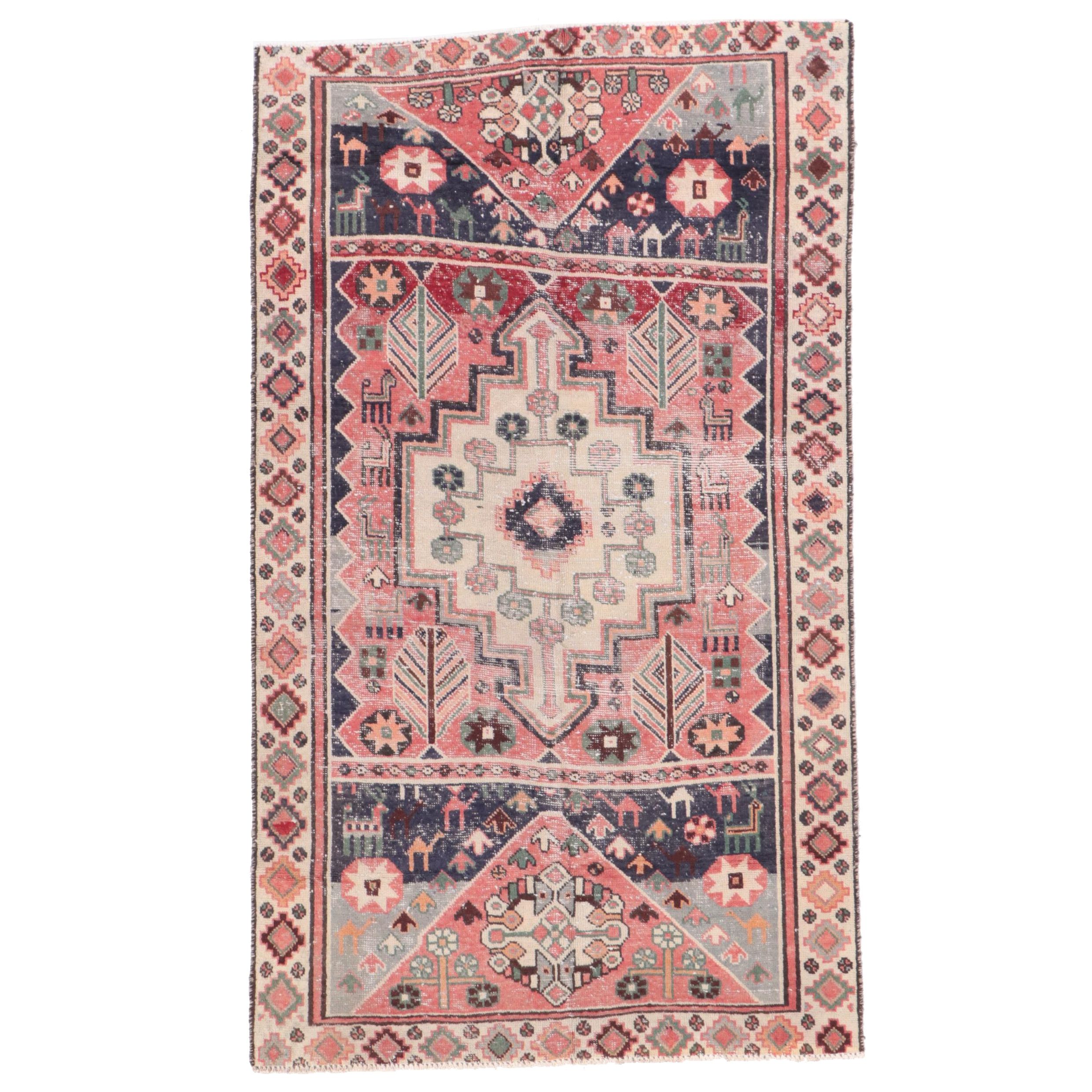 4'3 x 7'3 Hand-Knotted Caucasian Kazak Area Rug
