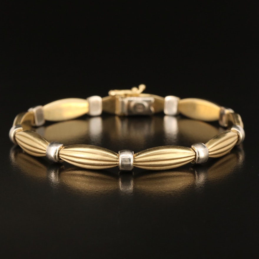 14K Two-Tone Fancy Link Bracelet