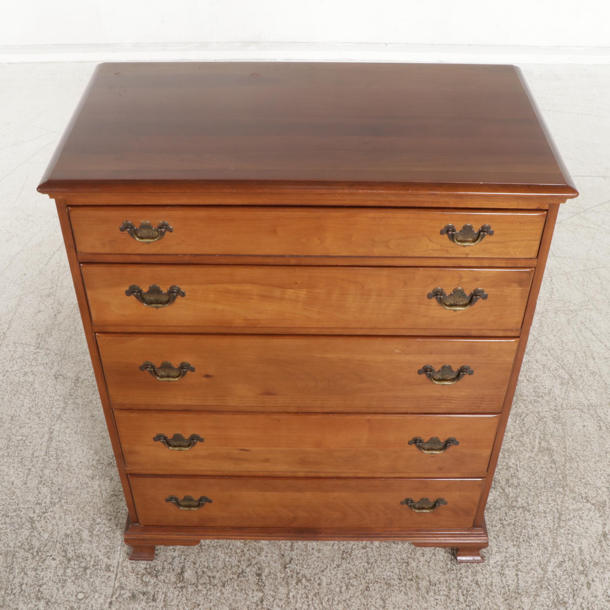 Chippendale Style Cherry Chest of Drawers, Mid to Late 20th Century