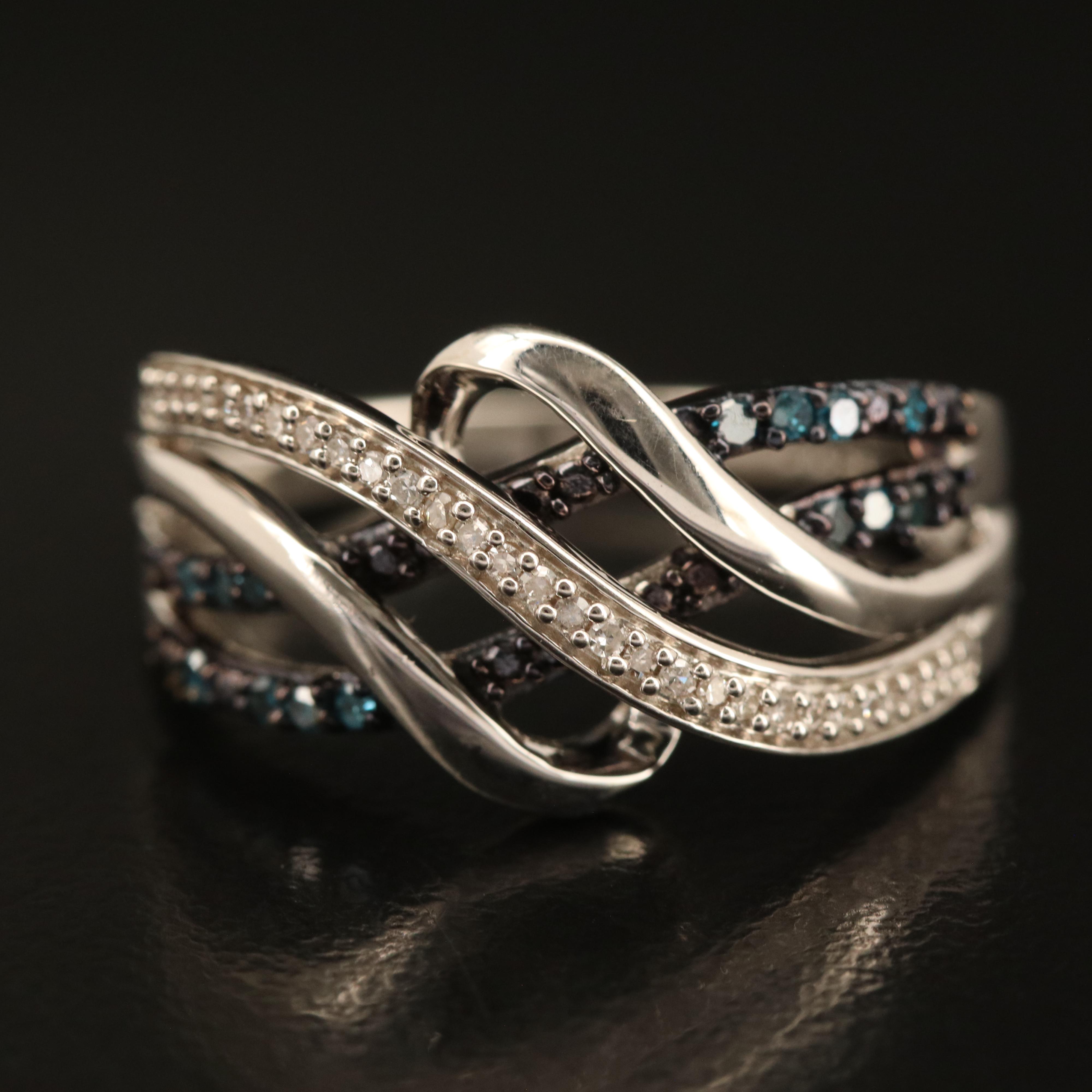 Sterling Diamond Crossover Ring