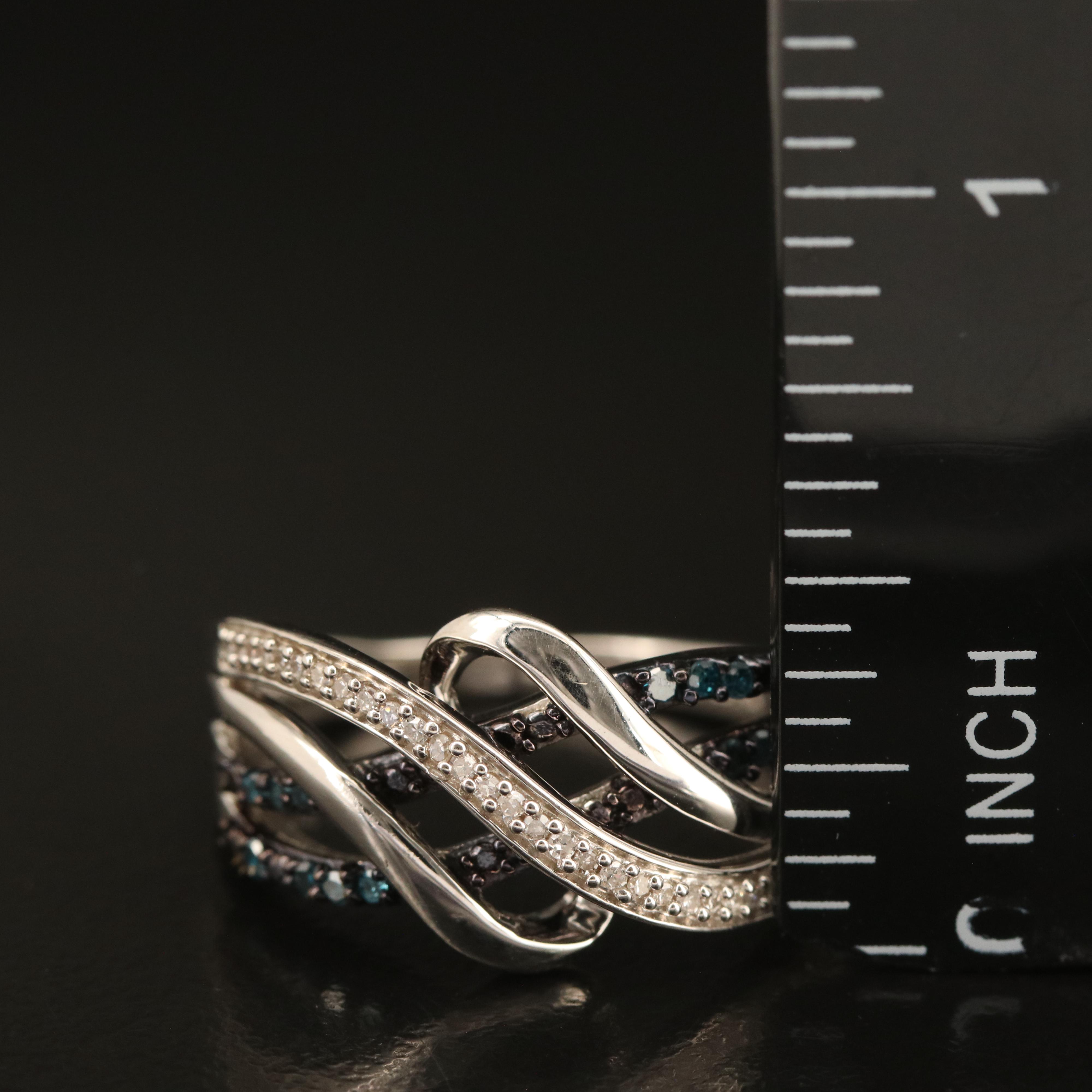 Sterling Diamond Crossover Ring